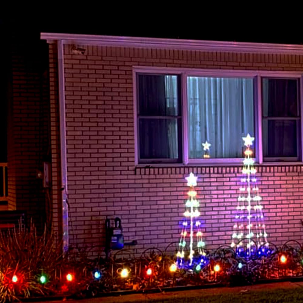 Guirlande lumineuse pour sapin de Noël avec cimier d'arbre, étoile de sommet alimentée par énergie solaire, 8 modes, minuterie, 1,8 m + 1,2 m, lumières LED étanches coniques pour intérieur ou