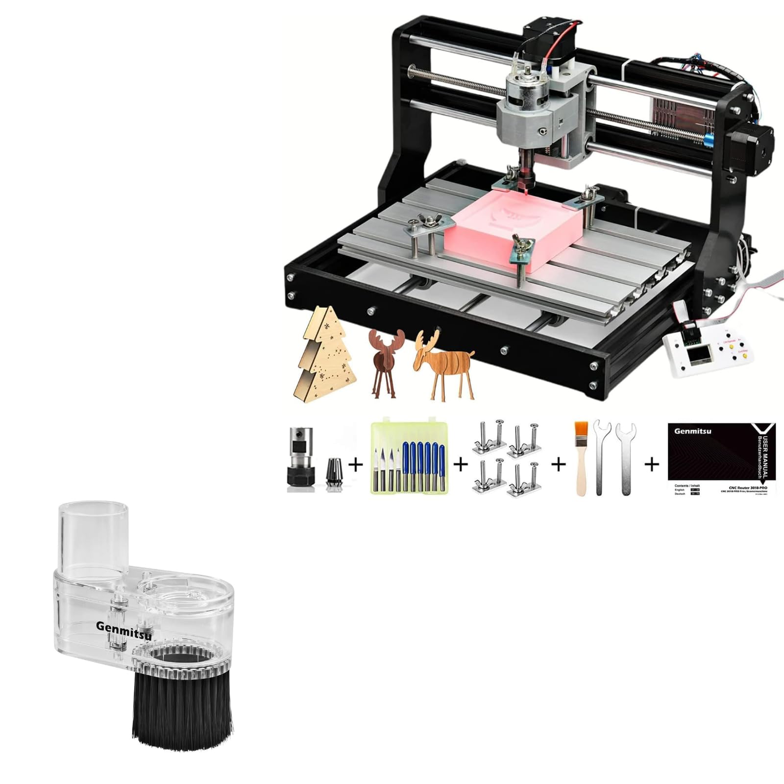 CNC 3018-PRO Router Kit GRBL Control + CNC Dust Shoe ABS Cover Cleaner for 3018 Series CNC Router