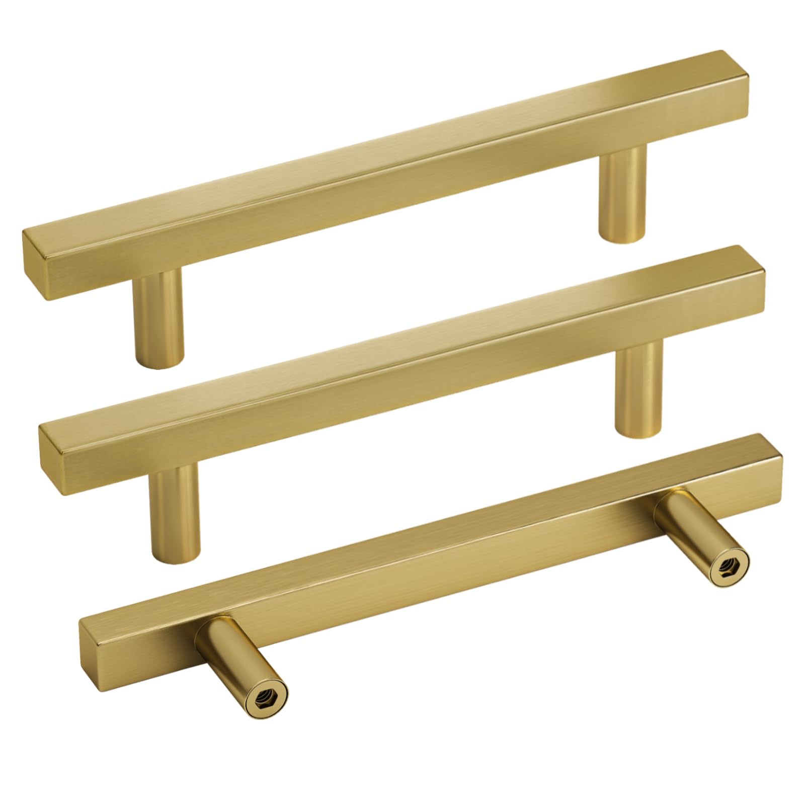 LONTAN 10 Pack Brushed Gold Cupboard Handles 102mm Kitchen Handles
