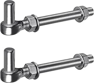 Insaga 6'' J-Bolt Gate Hinge, 304 Stainless Steel J-Bolt Post Hinge for Farm Gate, 5/8" Male Pin J-Bolt Hinge for Chain Link Fence Gate, Gate Hinges for Metal Gates (M16, 2Pcs)