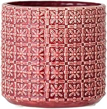 Nordring Retro Übertopf Vintage Pflanztopf für Zimmerplanzen Blumentopf Cross M (12,5 cm ø), rot, Keramik