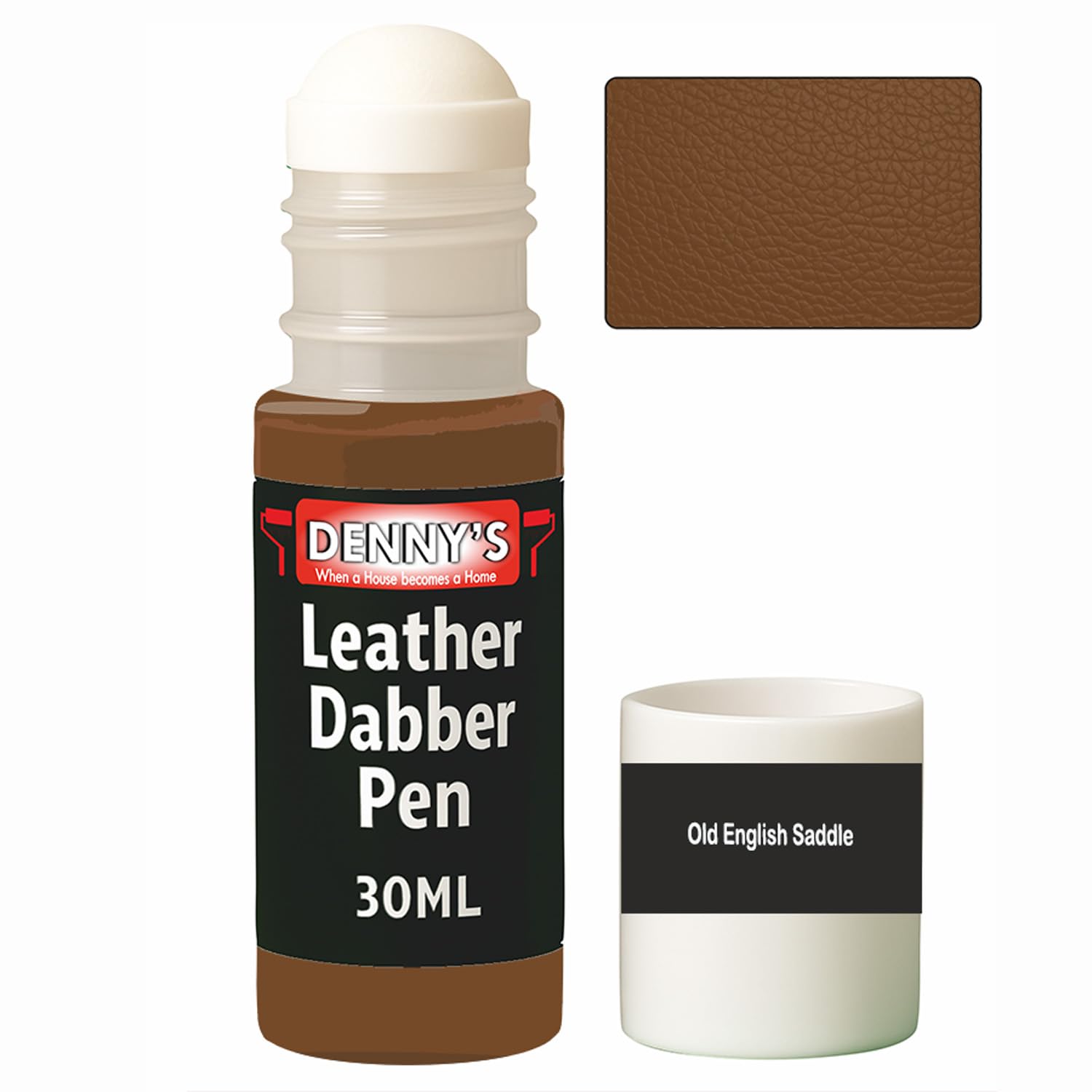 Leather Colour Restorer Recolouring Balm Repair Treatment for Faded & Worn Absorbent Leather Shoes, Boots, Jackets (67 Old English Saddle, Dabber Pen 30ml)