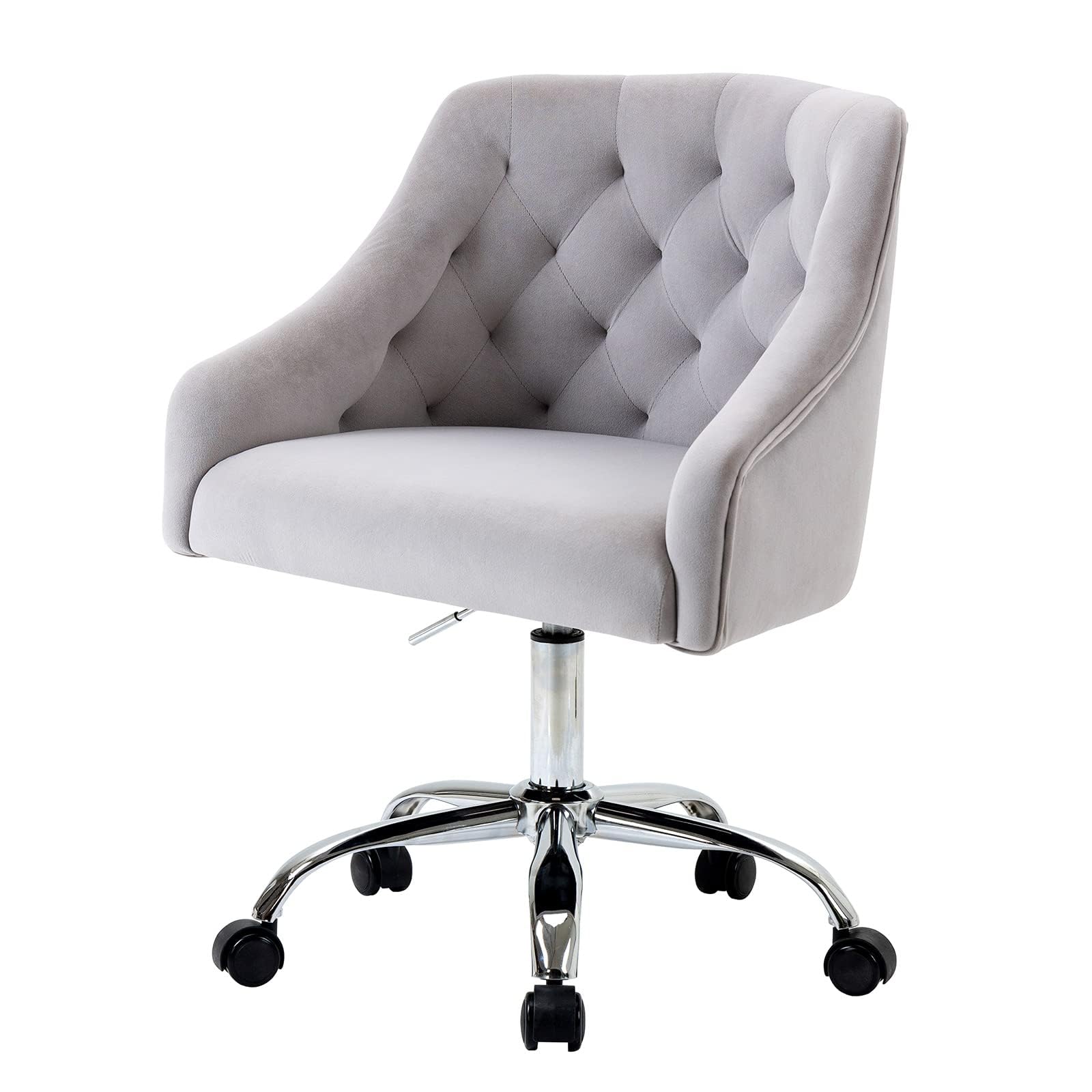 Chaise de bureau en velours, Chaise de bureau ergonomique en velours avec roulettes, Chaise pivotante réglable en hauteur pour table de maquillage pour bureau à domicile & filles, fauteuil