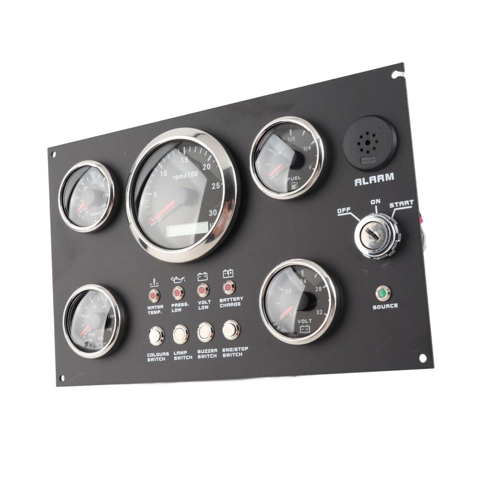 Digital Gauge, medidor de clúster RPM Nivel de Presión de aceite Temperatura de agua Voltaje 7 Flight de color para yates para botes de vehículos recreativos