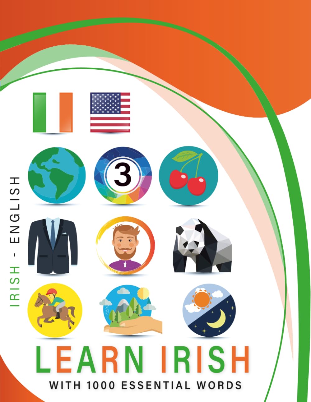 Learn Irish with 1000 Essential Words: Bilingual Irish - English Language Learning Book for Kids & Adults with Essential Vocabulary