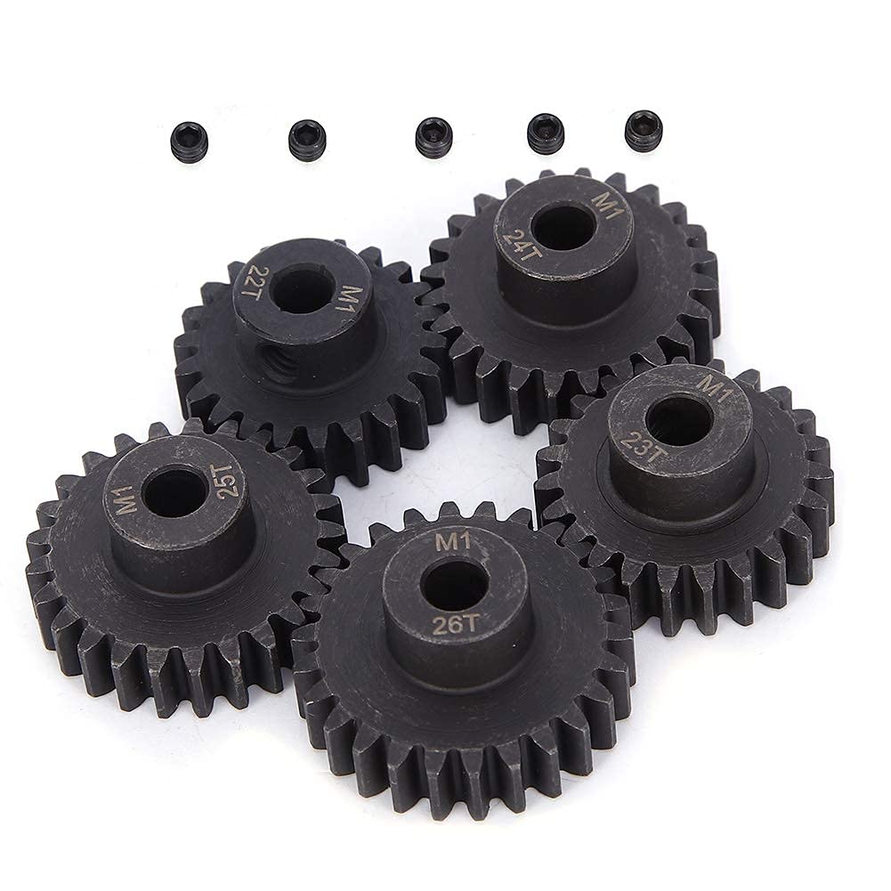 VGEBY RC Gear Gear, 5Pcs 22T 23T 24T 25T 26T Chrome Steel Remote Control Motor Pignon Gears Parts Set Kit 5mm Inner Hole Upgrade Parts for 1/8 RC Cars VGEBY RC Gear Gear, 5Pcs 22T 23T 24T 25T 26T Chrome Steel Remote Control Motor Pignon Gears Parts Set Kit 5mm Inner Hole Upgrade Parts for 1/8 RC Cars