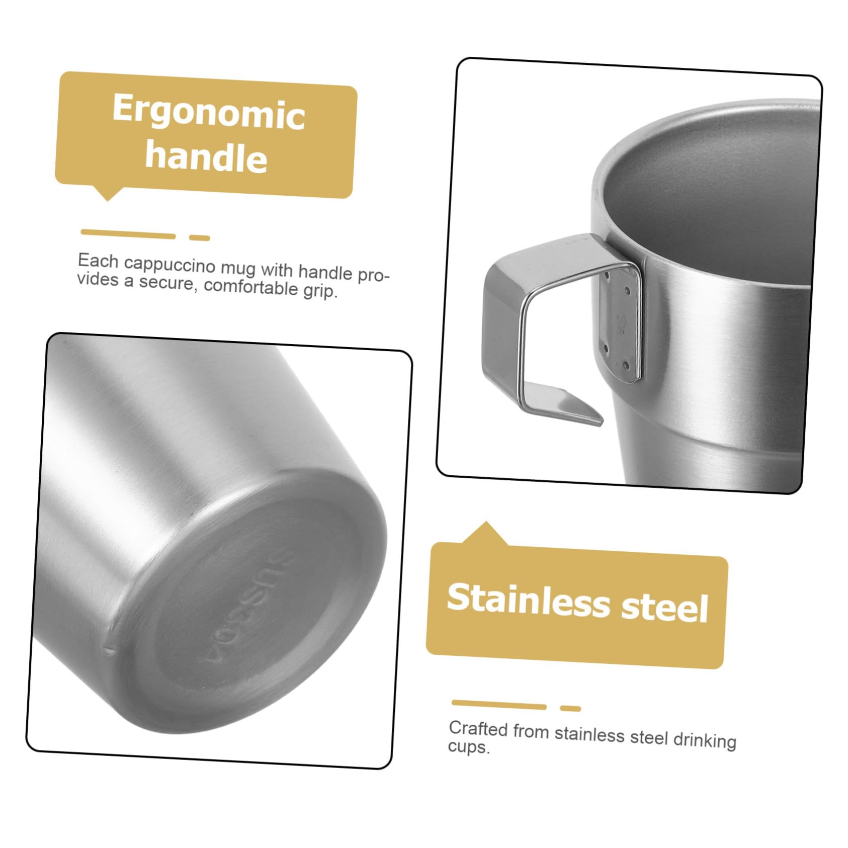 Healifty Tazas Apilables de Acero Inoxidable con Doble Pared y Aislamiento Térmico con Asa y Soporte para Camping Té Café y Bebidas Frías Tazas Infantiles Antitérmicas