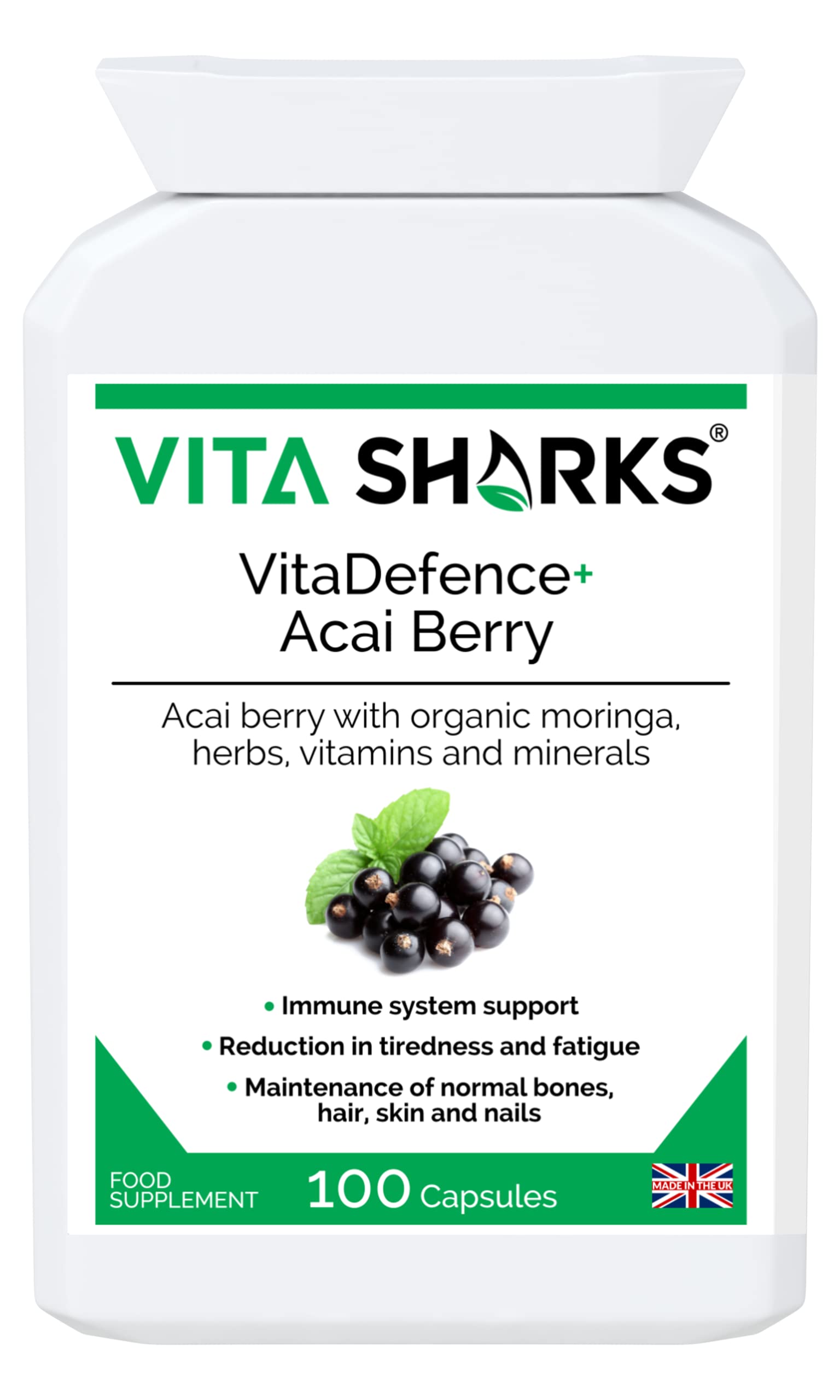 VitaDefence+ Acai Berry: Antioxidant Powerhouse - Boost Energy & Vitality | Immune Support | Vegan Friendly | Rich in Vitamins & Minerals
