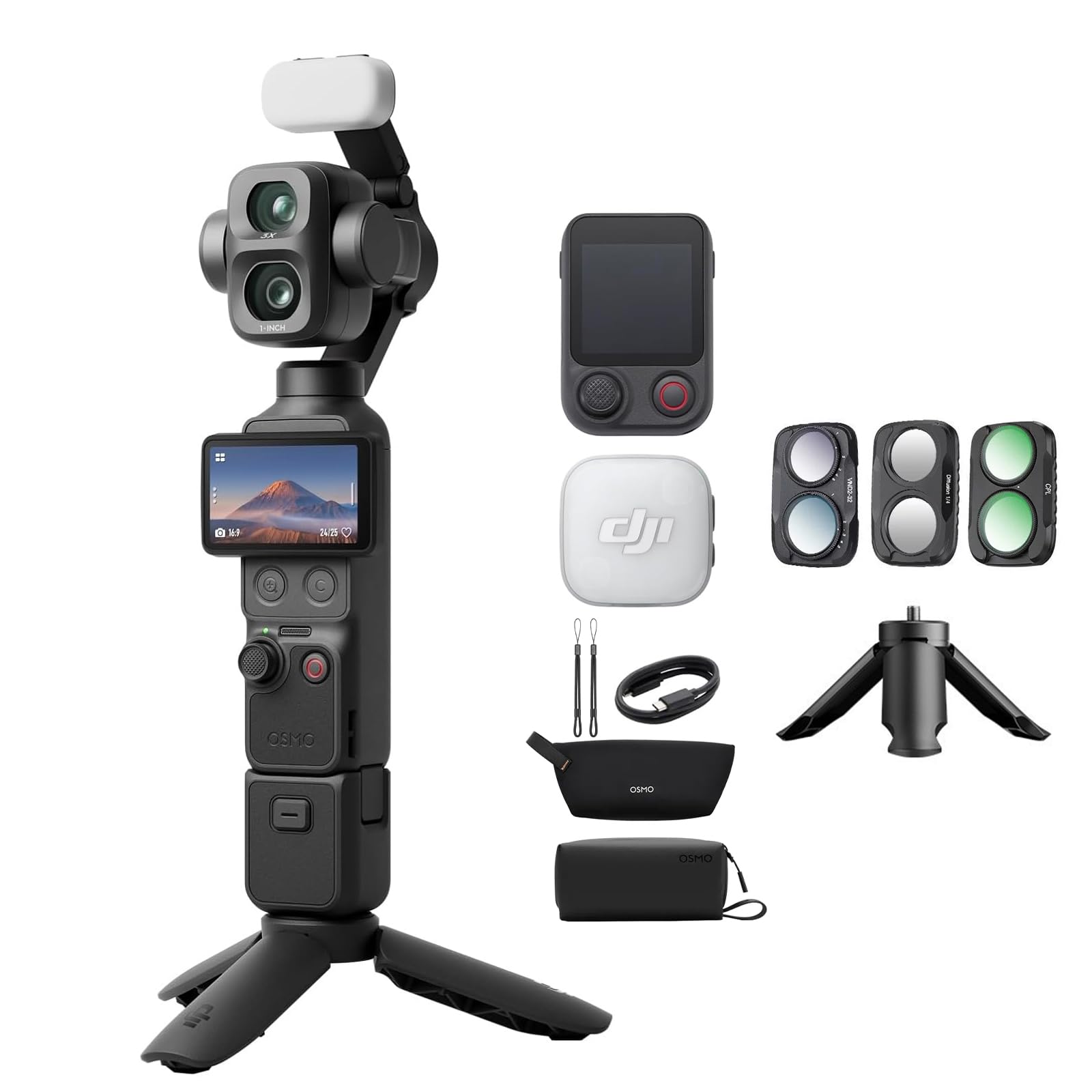 DJI Pack para Vlogs Osmo Pocket 4P, cámara Dos Objetivos, Tomas de Cine 4K