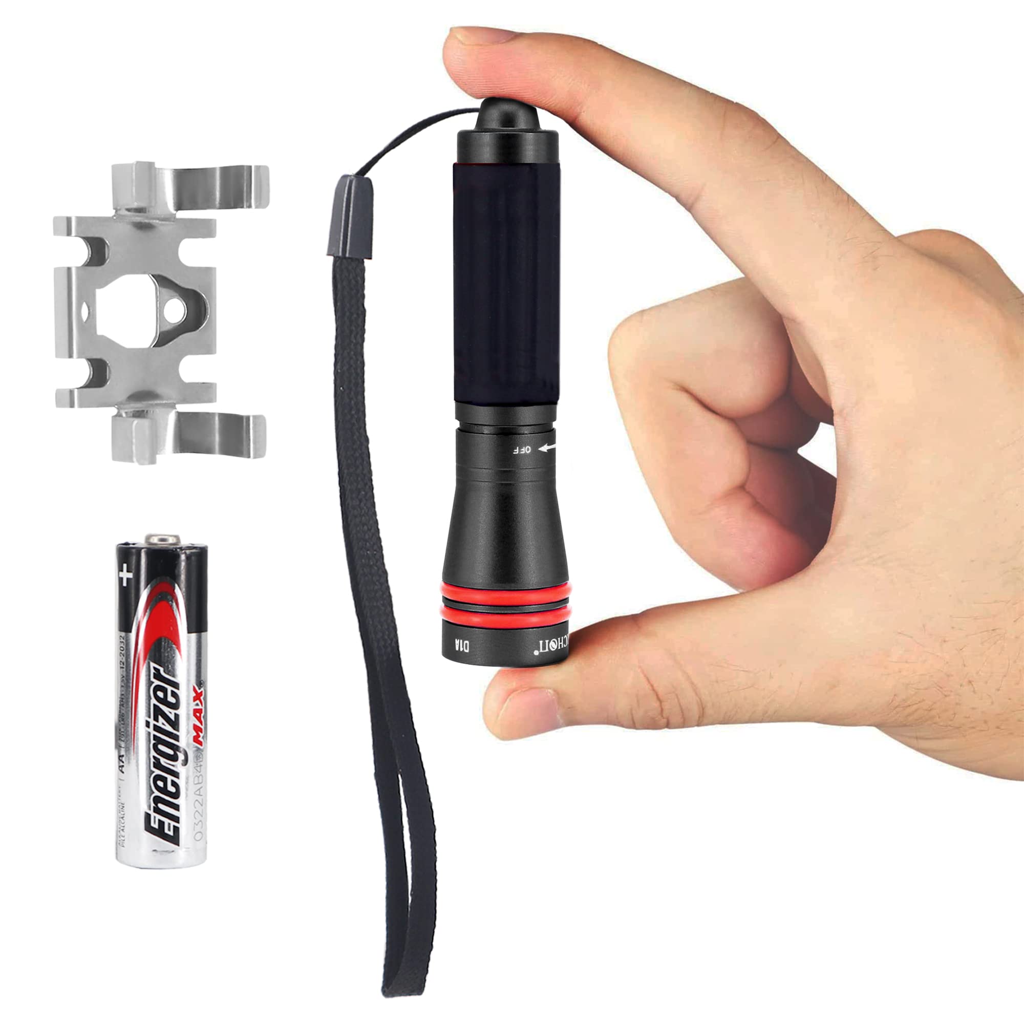 ARCHOND1A Mini Diving Mask Light Scuba Back-up Torch Attach On Mask Use AAA Battery 75 Lumens CREE XP-G R3 LED with Adjustable Diving Mask Clip (Black)