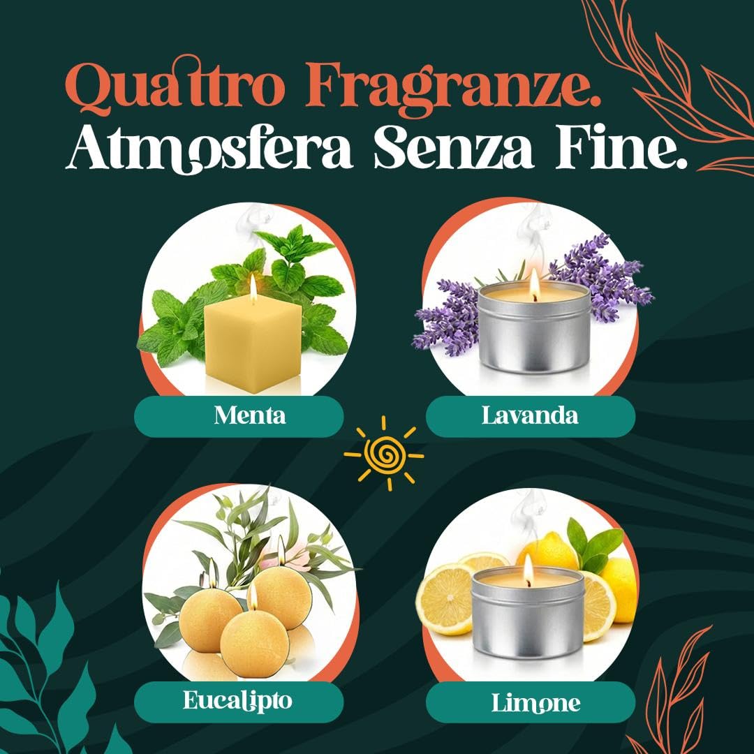Kit Candele DIY con 1 kg Cera di Soia e Stampi | 1 kg cera di soia, stampi in silicone, aromi lavanda, vaniglia e agrumi, pigmenti e guida per candele DIY
