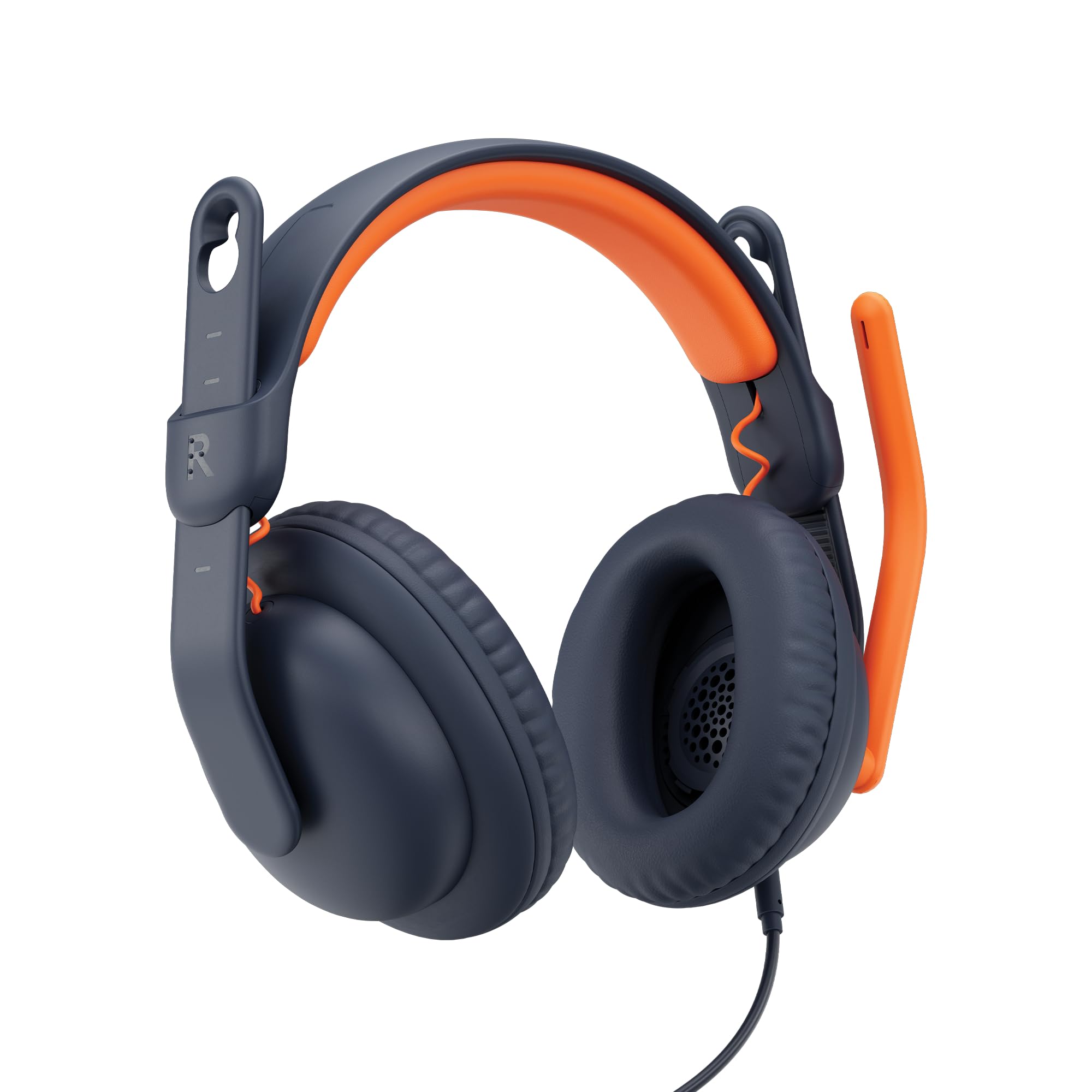 Auriculares Logitech con cable micrófono omnidireccional y aislamiento acústico azul-naranja