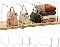 SortNStore 8-Pack Acrylic Shelf Dividers Purse Organizer for Closet - Handbag Storage for Wood Shelves, Adjustable Closet Organizers