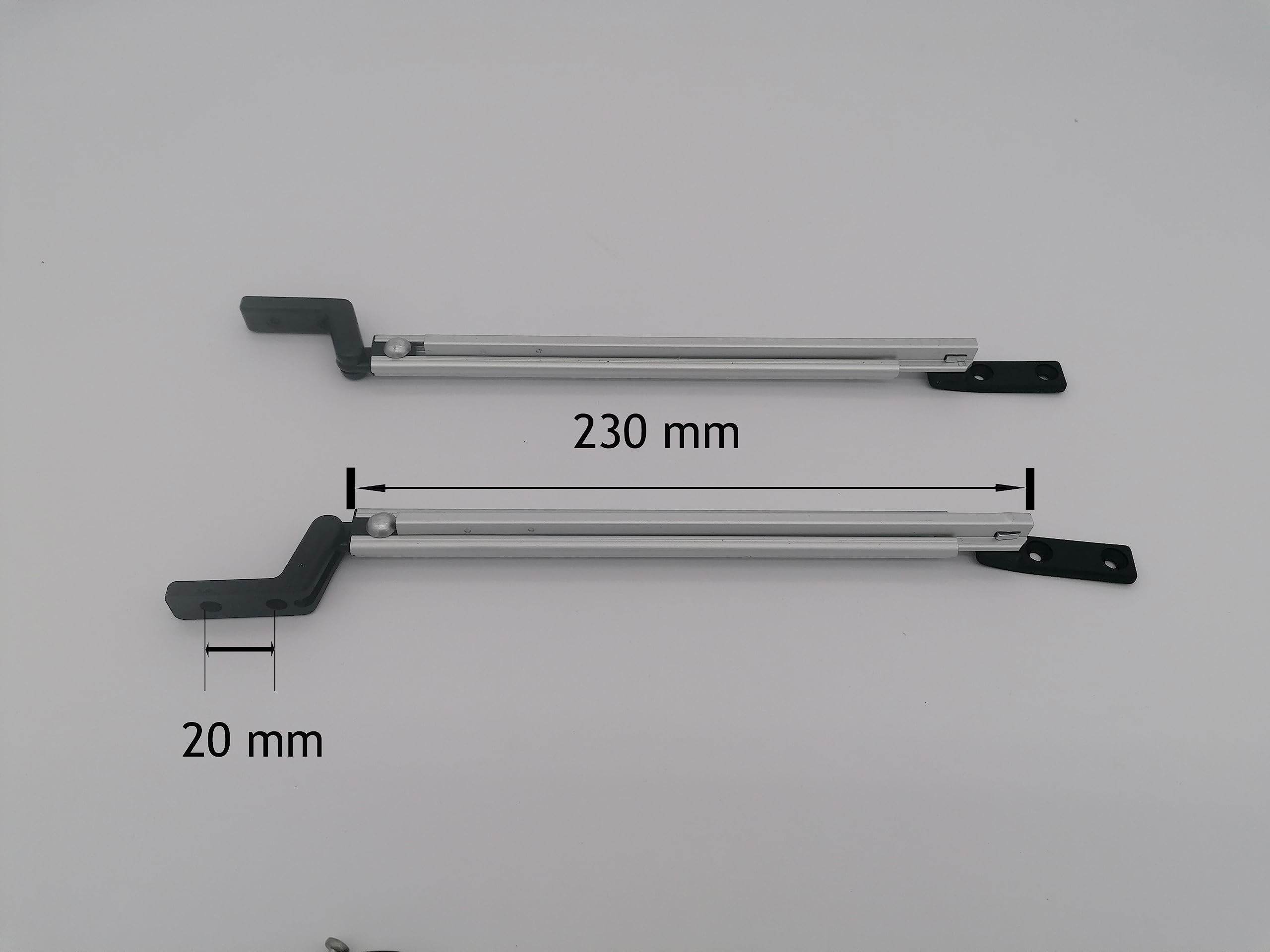 CR-MOESANCO® Kit Compases Derecho + Izquierdo para Caravana, Brazo para Ventana Autocaravana Soporte Sujeción Soporte Elevación sin Cierre (230mm)