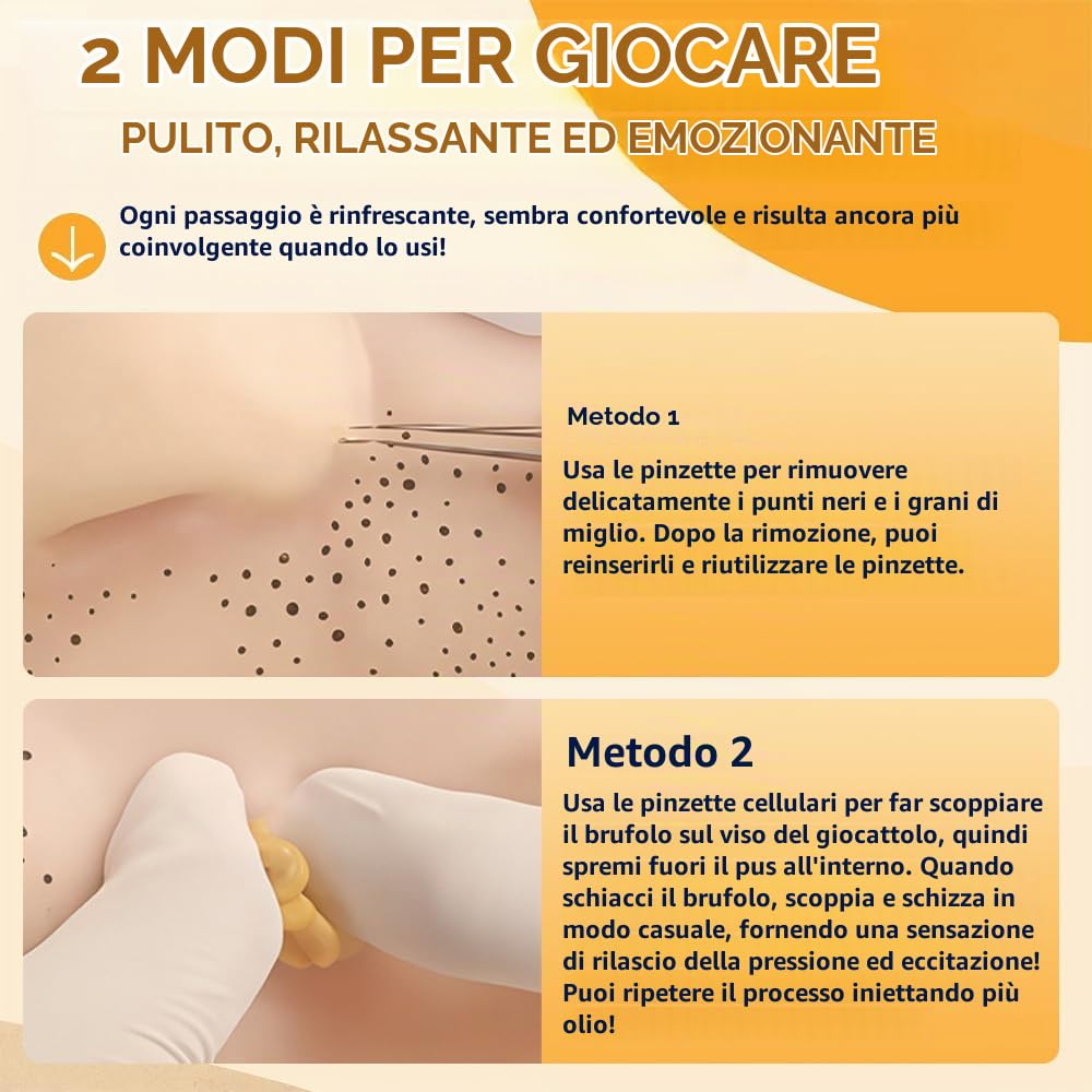 Pimple Popping Toy, HOVCEH Antistress Schiaccia Brufoli Gioco, Faccia Finta con Bbrufoli da Schiacciare, Giocattoli Sensoriali da Spremere per Ufficio, Classe o Casa