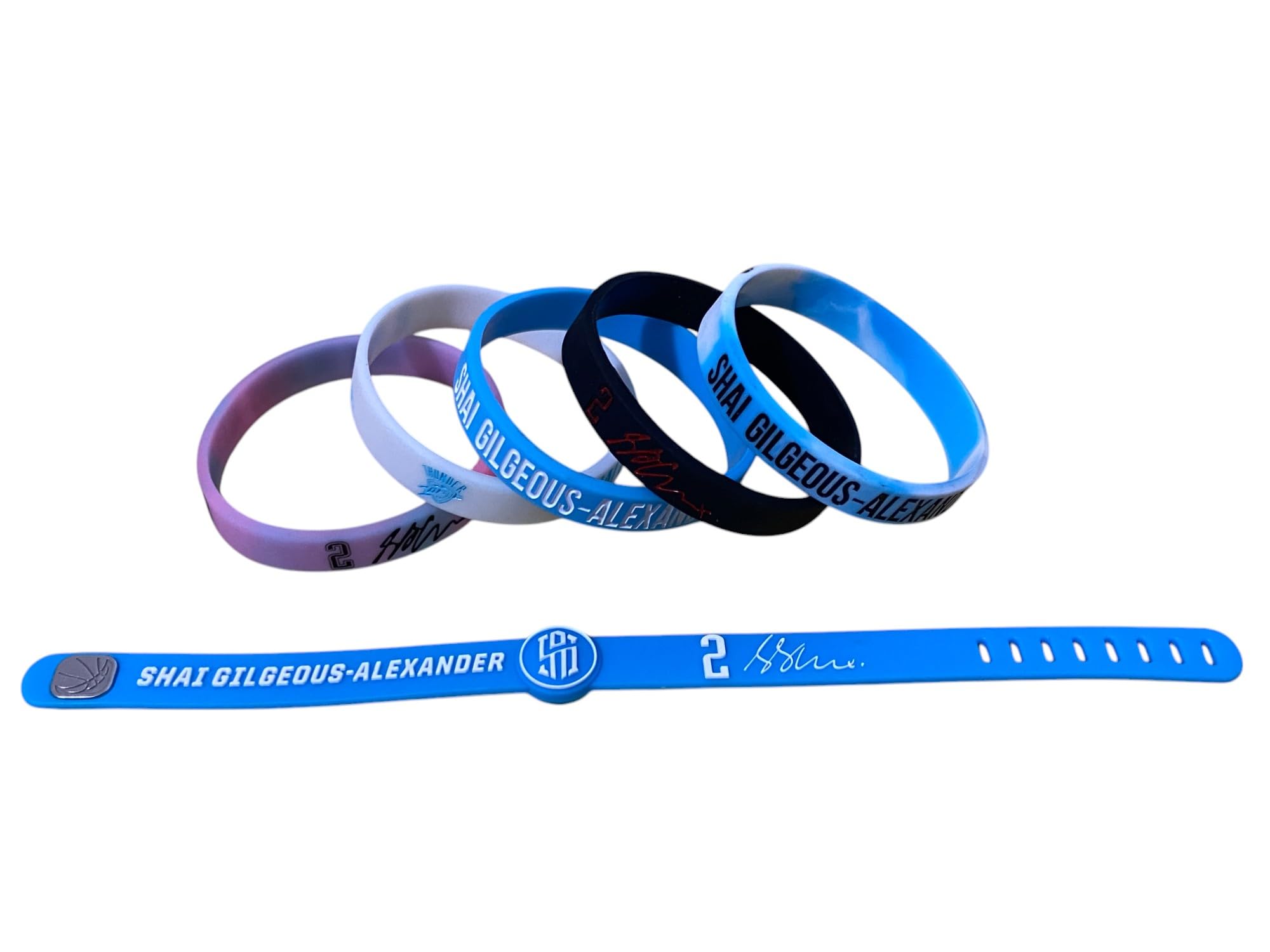 Generic 6pcs Shai Gilgeous-Alexander SGA Basketball Silicone Bracelet Set - Unisex-Adult, Multi-color, Adjustable Sports Wristband for Basketball Fans