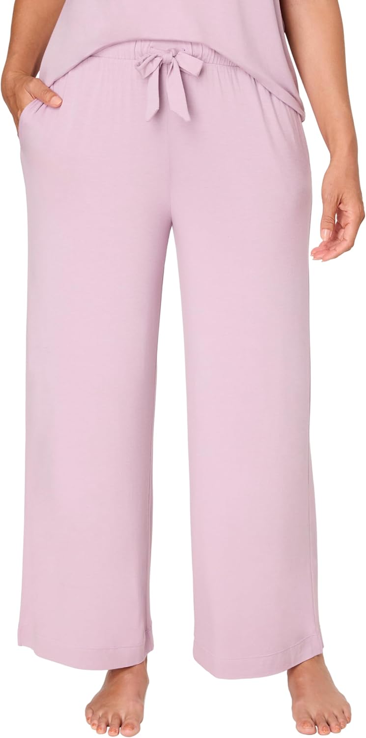 Bali Women's Sleepwear Wide Leg Pants, Breathe Pajama Bottoms, Sleepwear Pants with Pockets, Drawstring Waistband