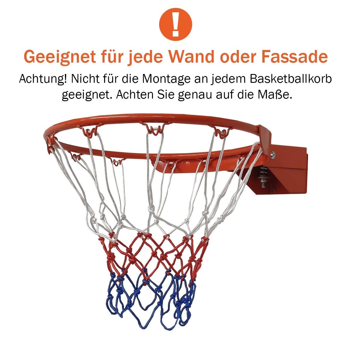 Pegasi Basketballring Pro - 45cm - Orange - Standard-Korbgröße | Outdoor, Basketballkorb mit Wandhalterung, Abnehmbarem Basketballnetz, Wetterfest Netz, Basketball ring, Metall, Farbe Orange