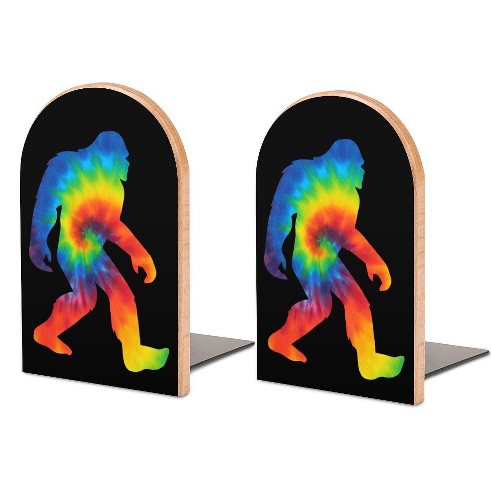 Sasquatch Bigfoot Tie Dye Book Ends for Shelves Bookends Bookshelf Holder Stand Books Stopper Home Office Decor