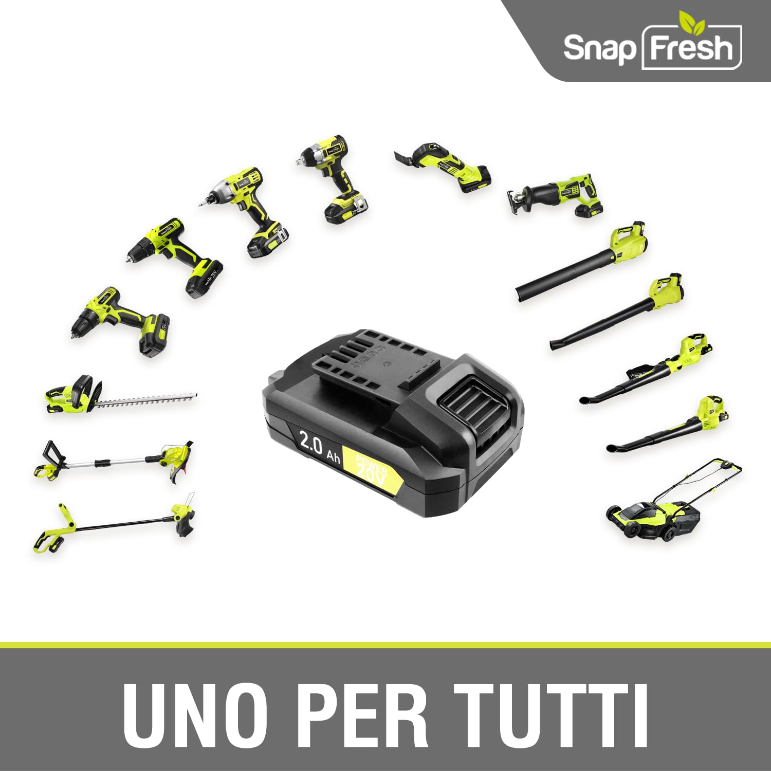 SnapFresh Batteria 20V 2.0Ah - adatta solo per utensili SnapFresh 20V, ricarica rapida - BBT-DC20A