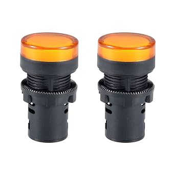 uxcell 2Pcs AC/DC 110V Indicator Lights, Yellow LED, Flush Panel Mount 7/8 22mm