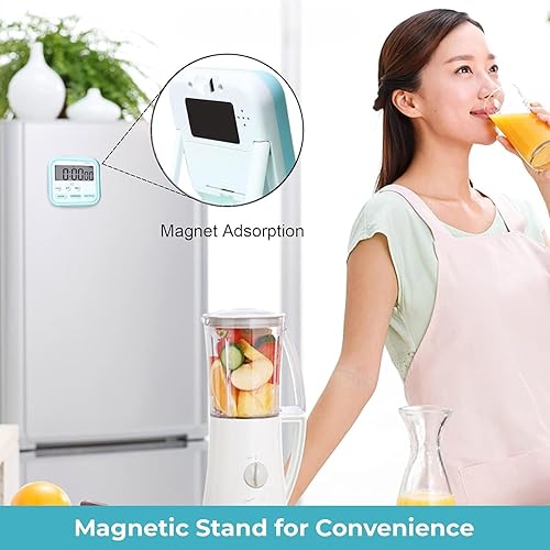 Miniatura 5 de Reloj temporizador magnético digital  Pantalla LCD grande con alarma fuerte, modo de flash silencioso, cronómetro y cuenta regresiva para estudio,