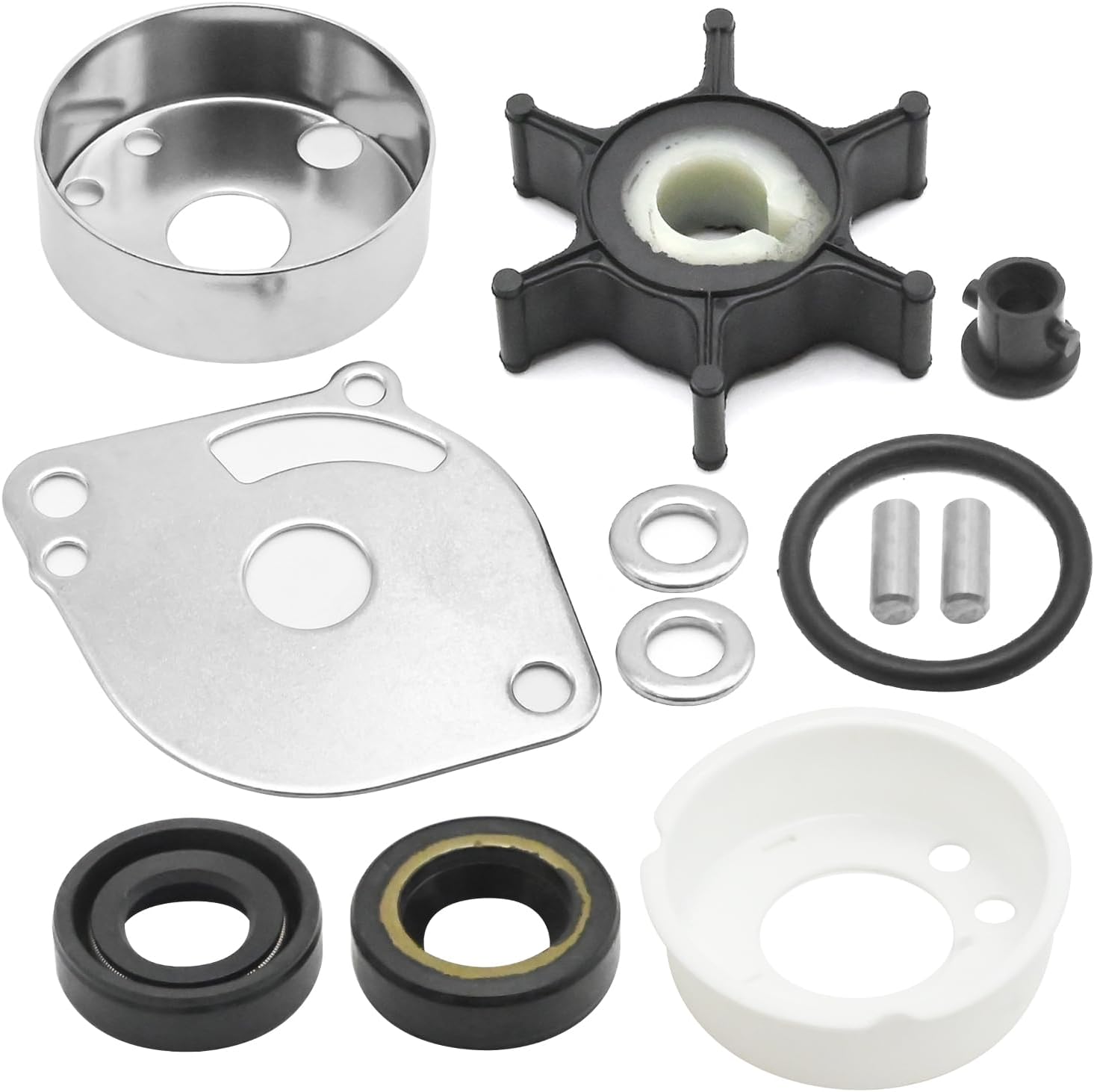 6A1-W0078 Water Pump Impeller Rebuild Kit, Replacement for Yamaha 2MSH 2 Stroke 2HP Outboard Models, Replaces 18-3463 18-3462 6GD-W0078-00 6A1-W0078-01