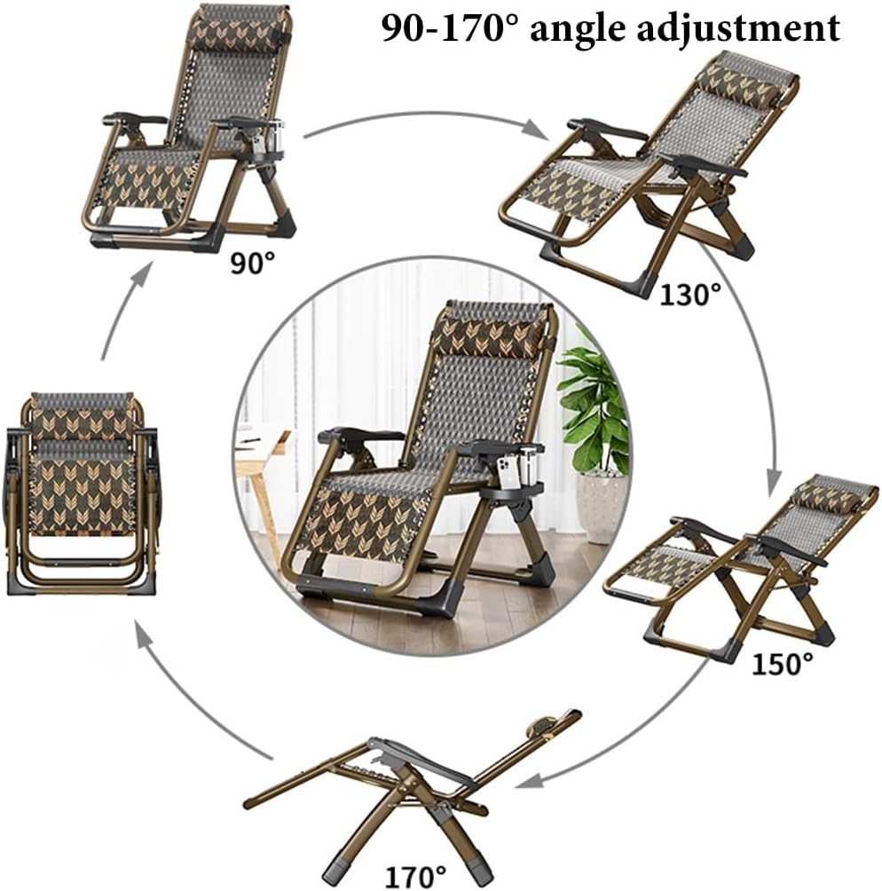Generic Zero Gravity Chairs Patio Lounge Chairs Outdoor Beach Chair with Pillow and Cup Holder, Adjustable Folding Reclining Lawn Chair Pool Chairs for Pool Side Camping Yard Beach (Color : /Gray)