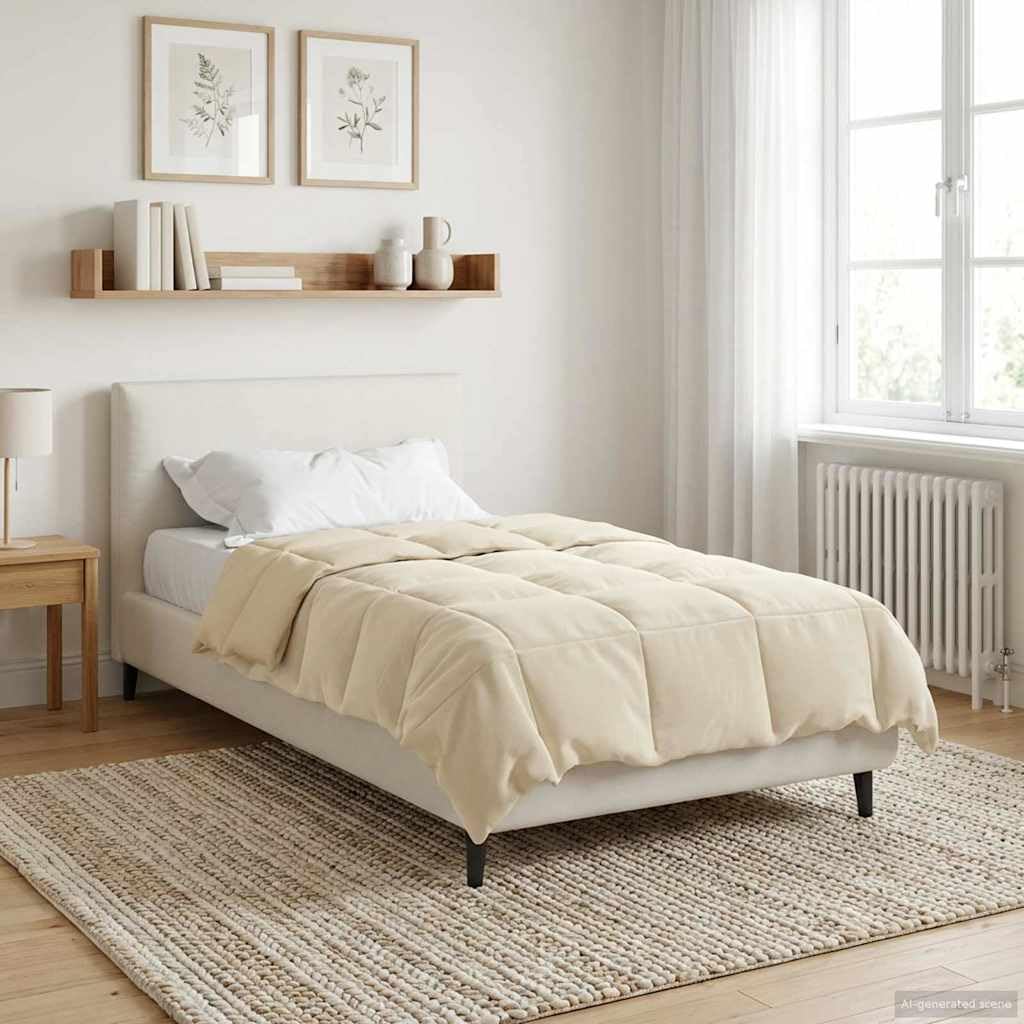 Edredón para todo el año, color crema, 140 x 220 cm, microfibra, transpirable, lavable, ligero, para dormitorio, verano, invierno, cómodo, fácil de limpiar, duradero, de doble cara, con