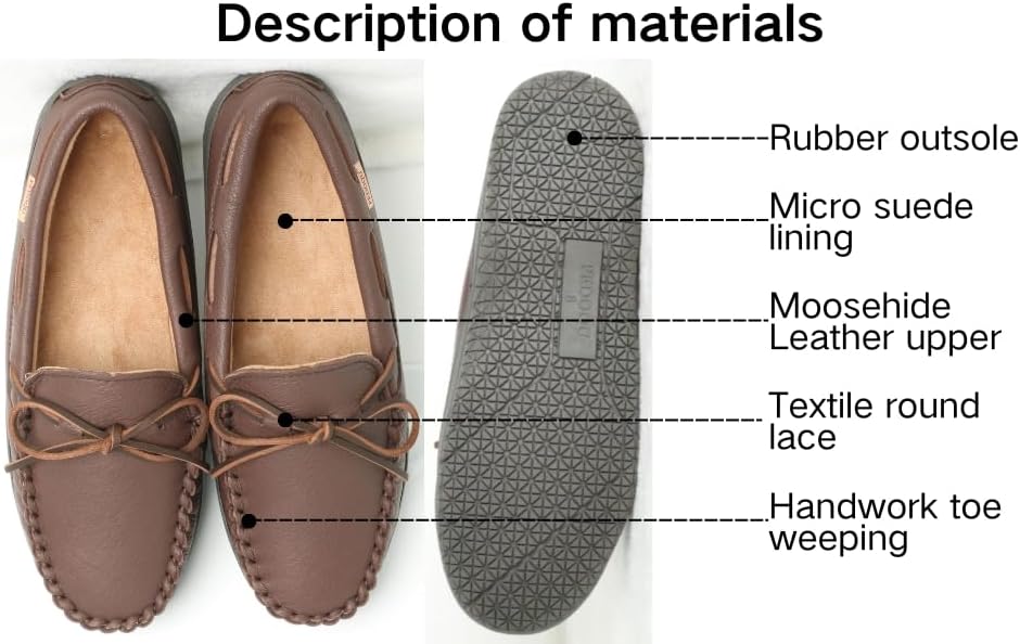 Men's Moosehide Leather Moccasins Slippers With Memory Foam House Shoes, Indoor And Outdoor Warm Loafer Slipper For D width - Image 3