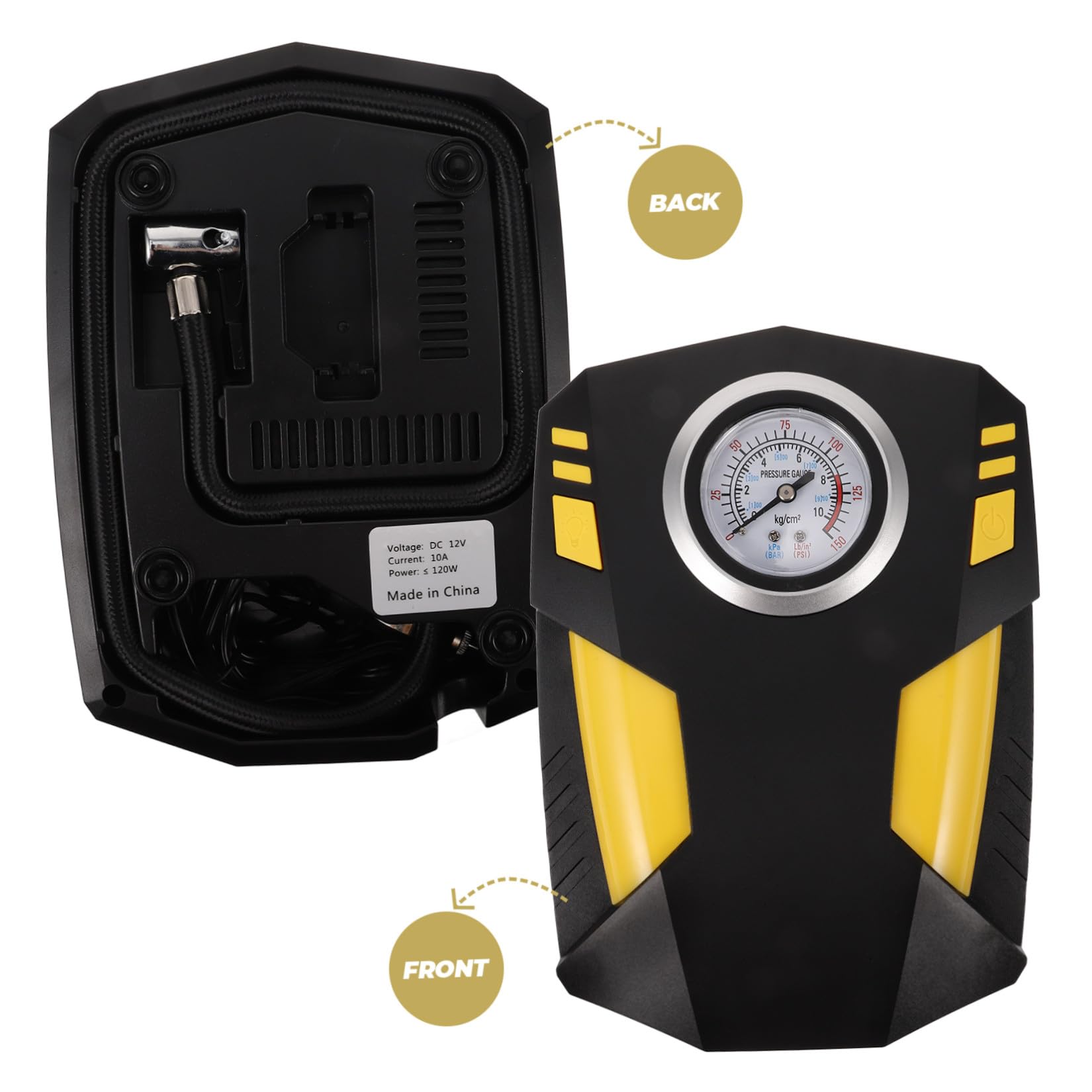 Kichvoe Compressore Portatile Auto Display Digitale Intelligente, Pompa per Pneumatici in ABS, Gonfiaggio Regolabile per Biciclette e Veicoli, Adatto Una Vasta Gamma di Veicoli