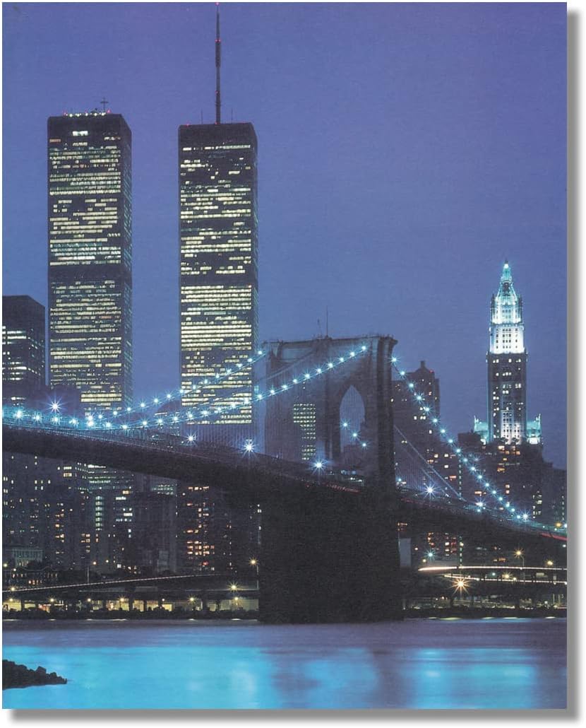 Jigsaw Puzzle 1000 Piece Wooden Puzzle New York City Twin Towers Never Forget Evening Skyline Pre 09/11/01 Family Decorations Wall Art Pictures for Living Room Props Educational Toys Games