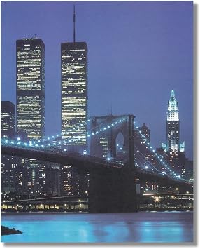 Art Prints Inc Never Forget New York City Twin Towers Evening Skyline Pre-09/11/01 Wall Picture Print 8x10