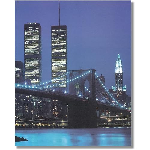 New York City Twin Towers "NEVER FORGET" Evening Skyline Pre-09/11/01 Wall Picture Print 8x10"