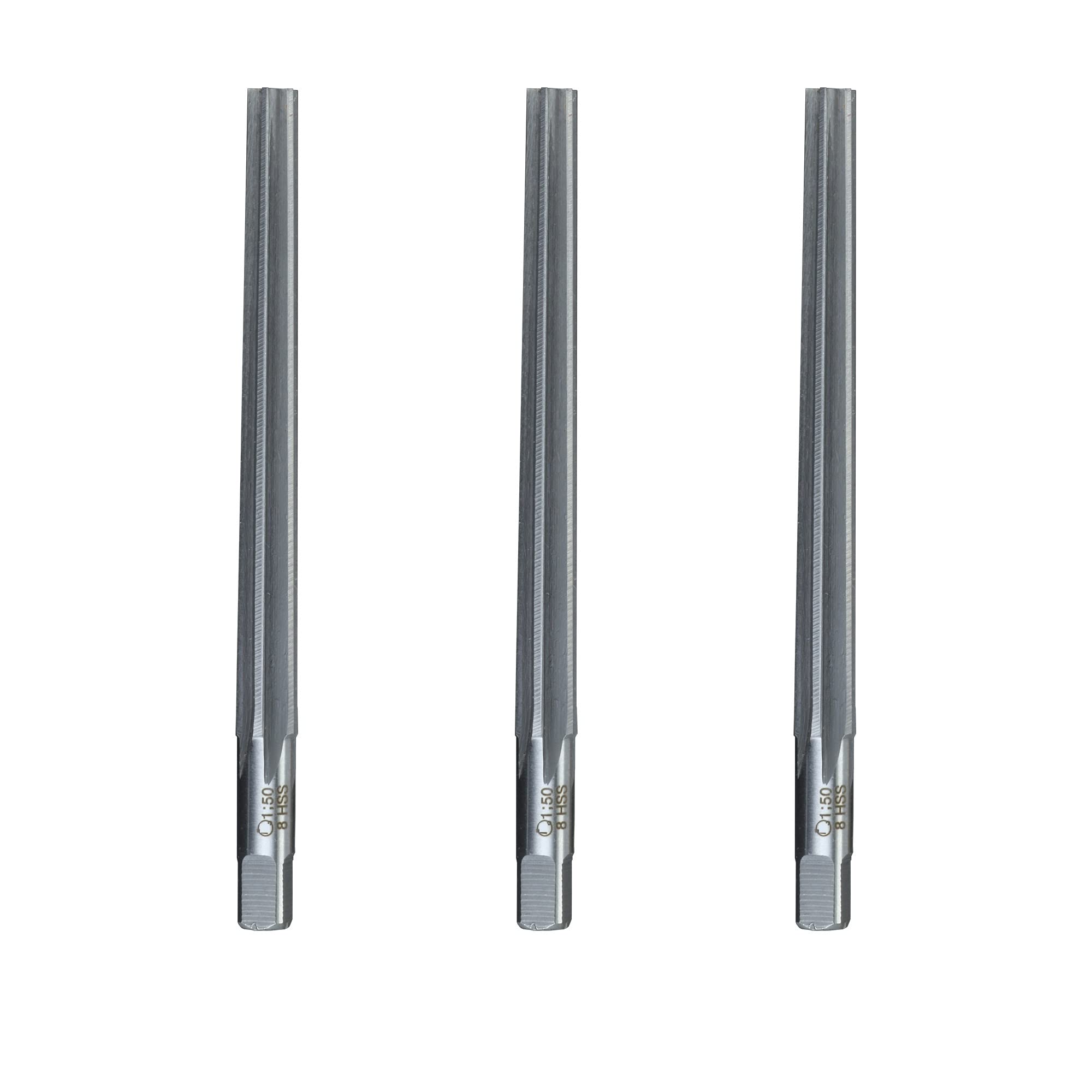 Alesatore Rotondo Diritto per Macchina, Alesatore Manuale con Perno Conico, Lama in Acciaio rapido HSS affilata Manuale da 1:50 Gradi Conici, alesatore Manuale con Gambo Conico(10x195)