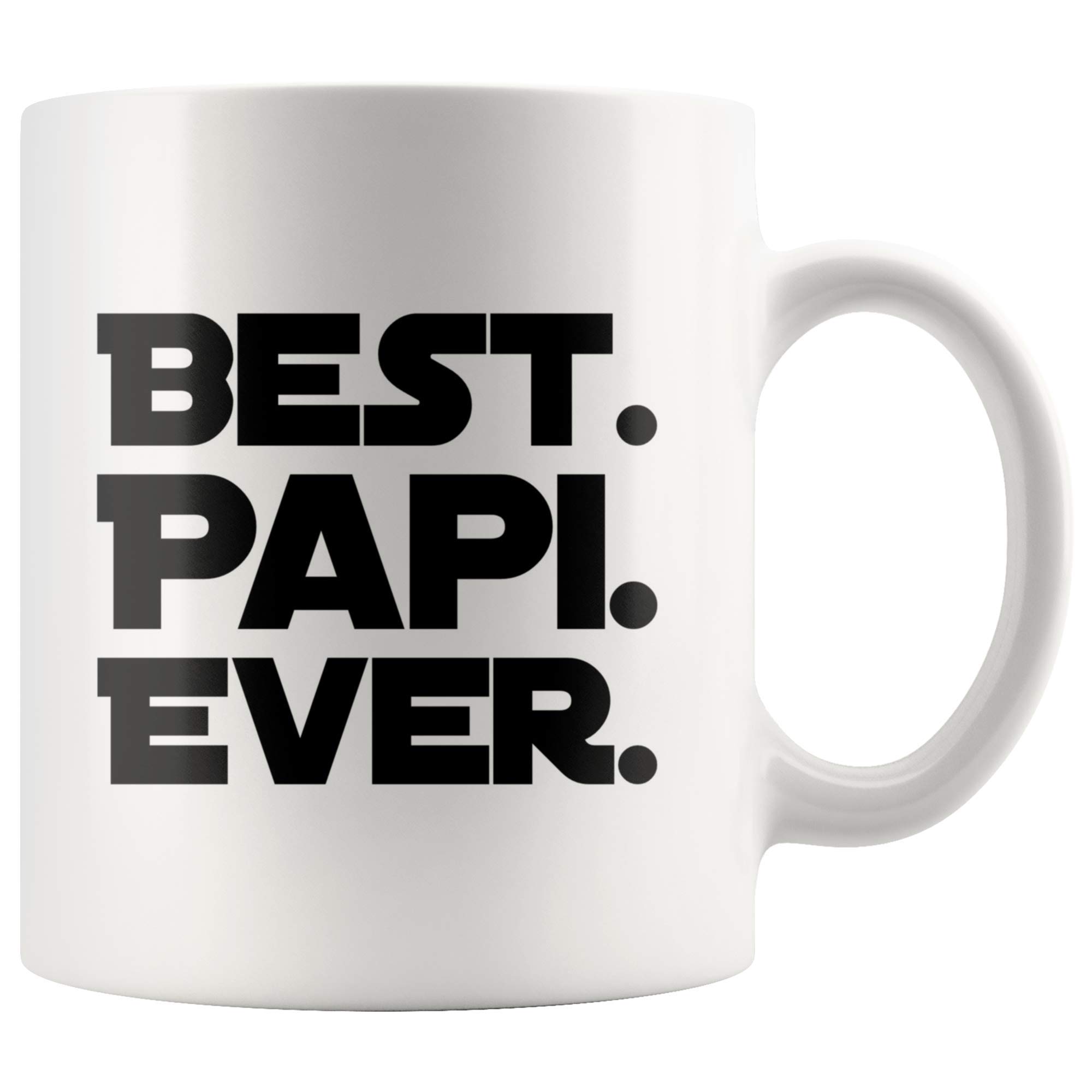 SNV Father's Day Gift Best Papi Ever Funny Coffee Mug for Dad Daddy Papa 11 oz Ceramic Coffee Tea Cup - High Gloss + Premium White Finish Dishwasher and Microwave Safe