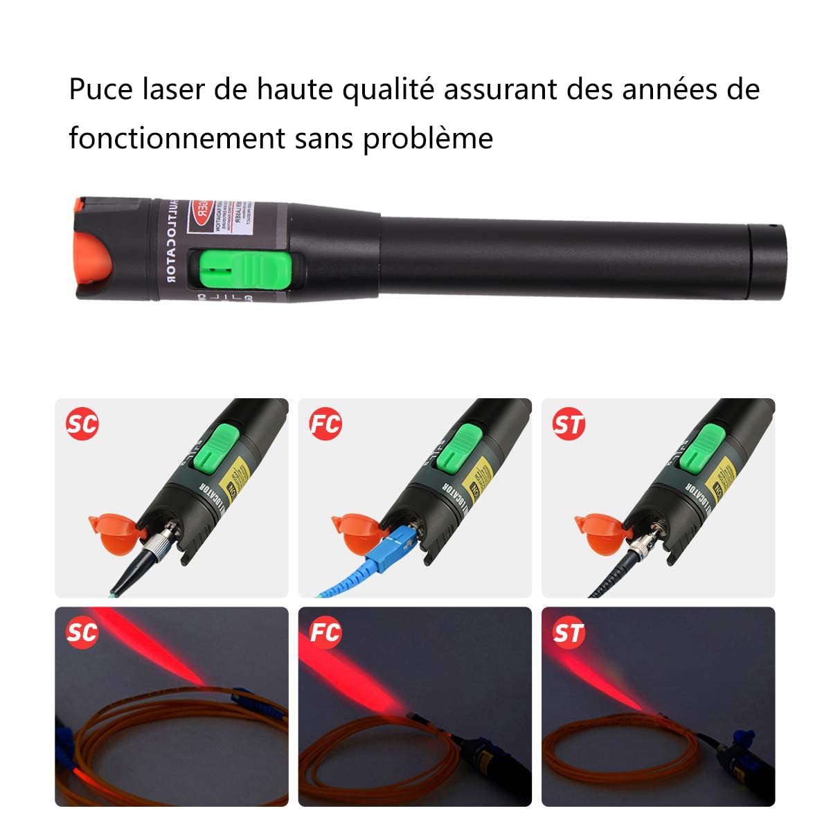 2 Stück Visual Fault Locator 30 km, Fiber-Optic-Kabel-Tester mit rotem Lichtstift, VFL mit 2,5 mm Universalanschluss für FC/SC/ST Adapter, für CATV-Telekommunikations-Ingenieurwartung