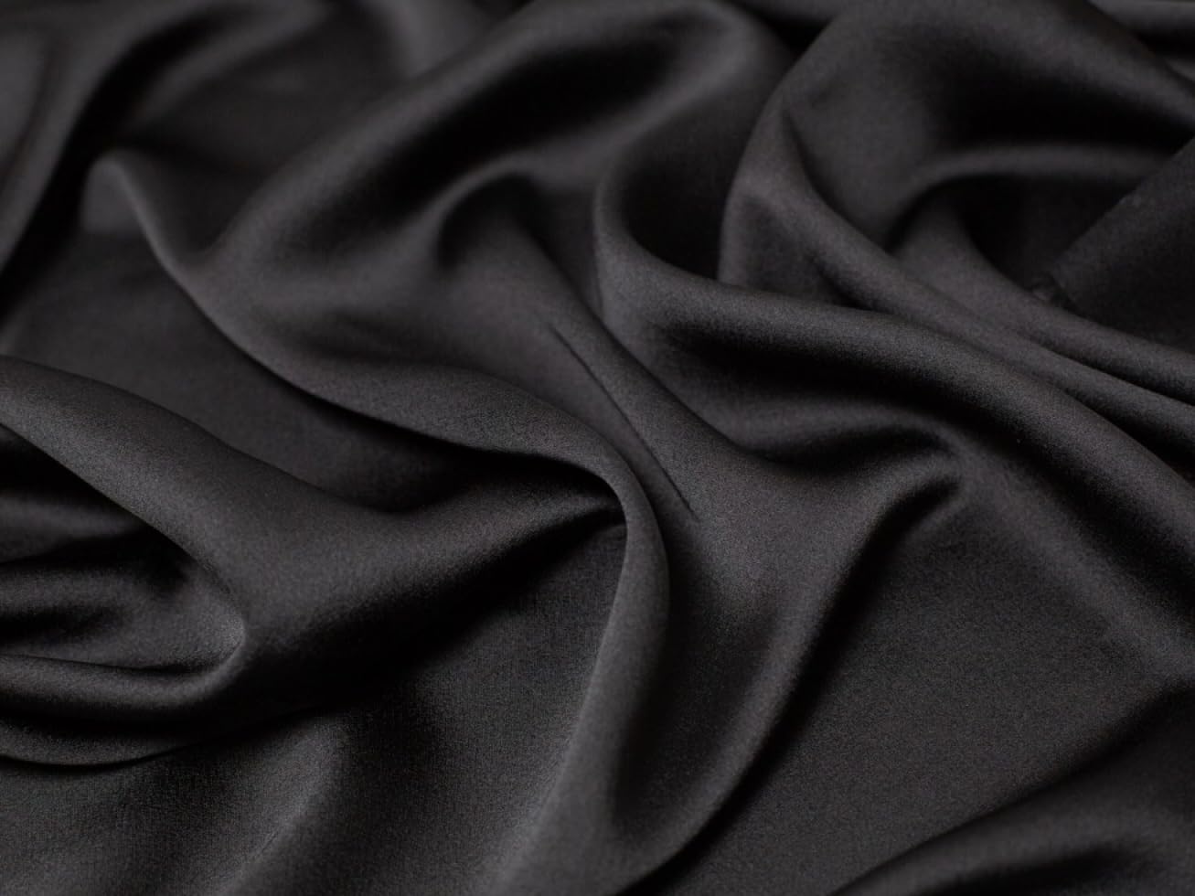 Minerva Black Nostalgic Crepe Back Satin Fabric - Per Metre