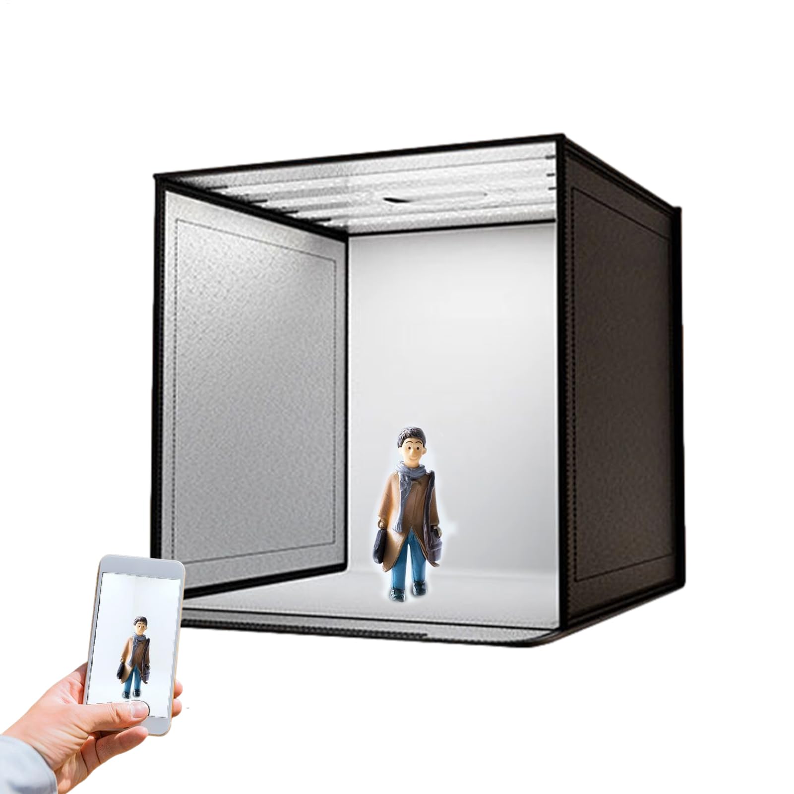 Boîte Photo Portable 44 x 44 cm - Cabine de Studio Pliable - Kit d'éclairage LED à intensité Variable - Cube Photo Compact - Boîtes Photo Professionnelles avec Maquillage, Bijoux, Accessoires Faits à