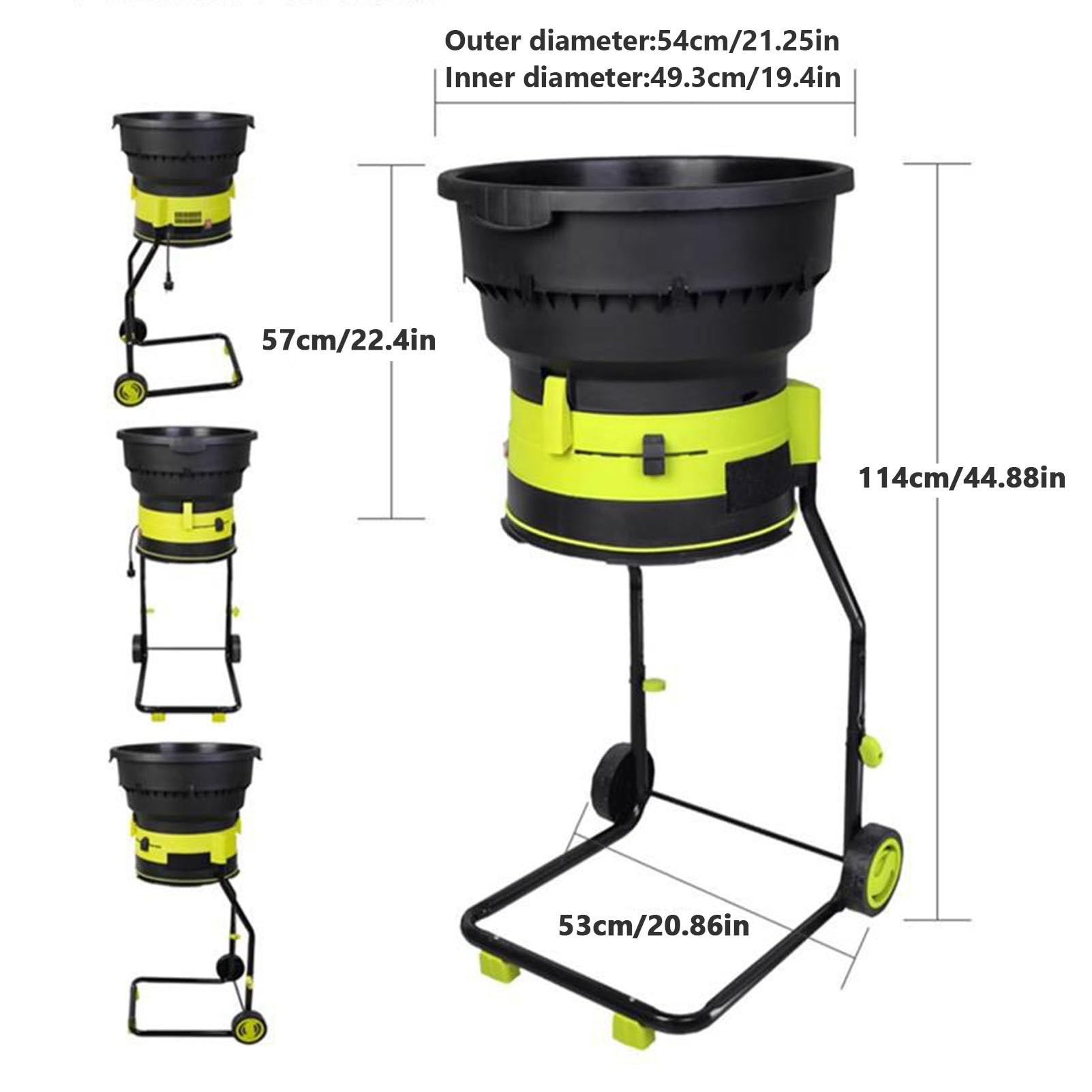 Trituradora eléctrica de Hojas para jardín, trituradora de 2500 W para Hojas y Ramas para triturado, compostaje y Limpieza del jardín, con Ruedas y Bolsa de Almacenamiento,10m-Power-Cord