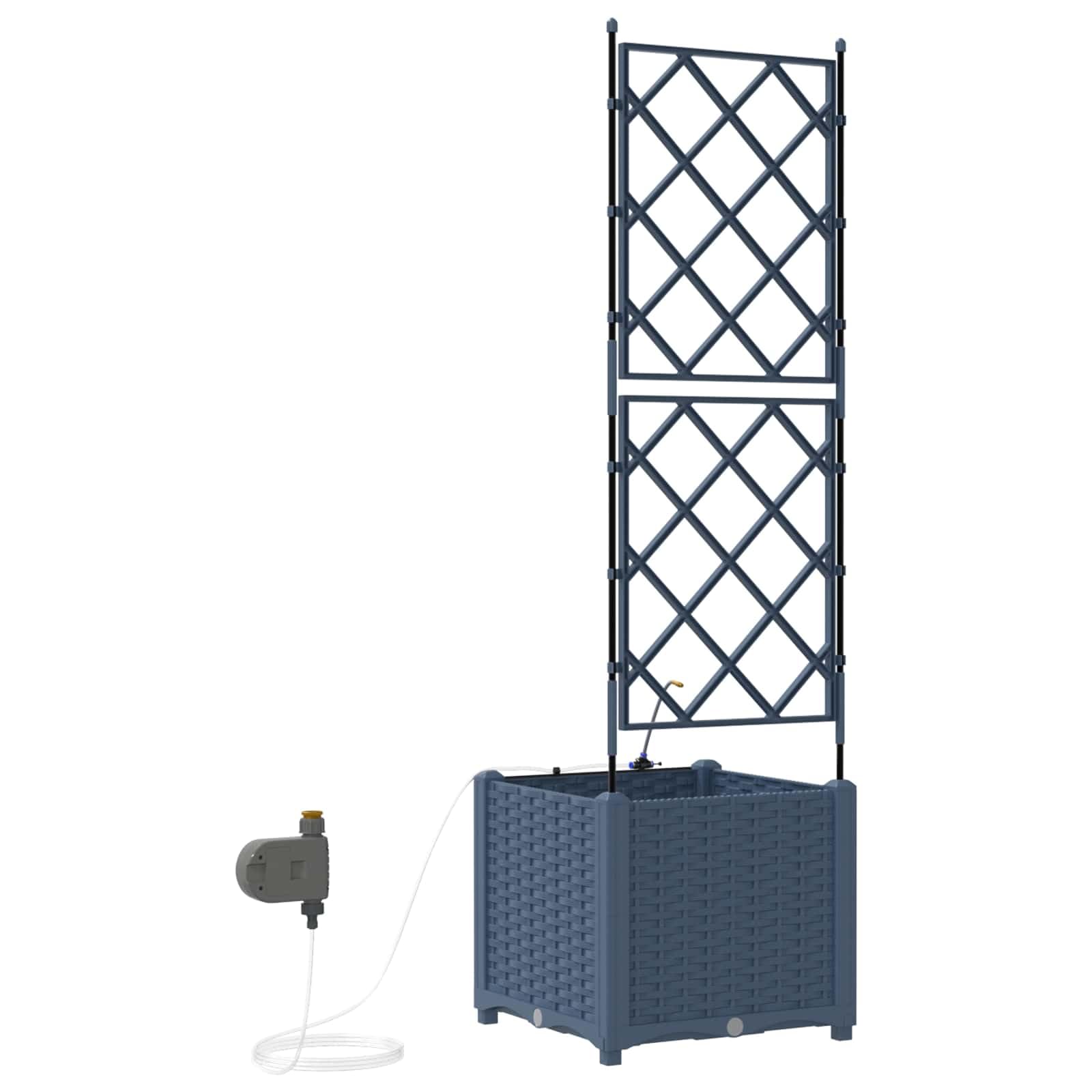Jardinière auto-arrosage - Gris - 40 x 40 x 142 cm - En plastique - Avec système d'arrosage intégré pour l'extérieur - Design moderne pour terrasse et jardin
