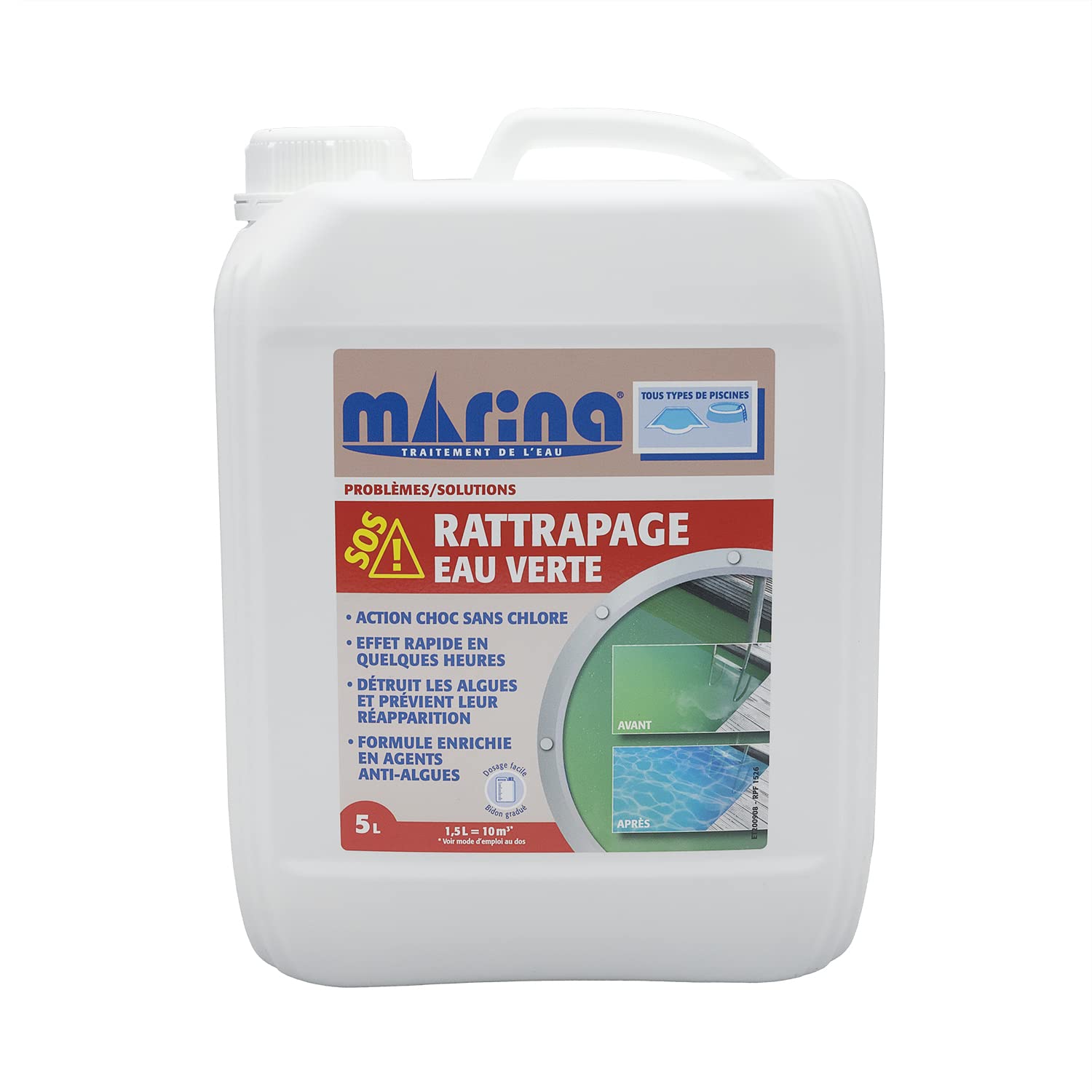 Marina SOS Rattrapage Eau Verte - pour piscines 10 à 30 m³