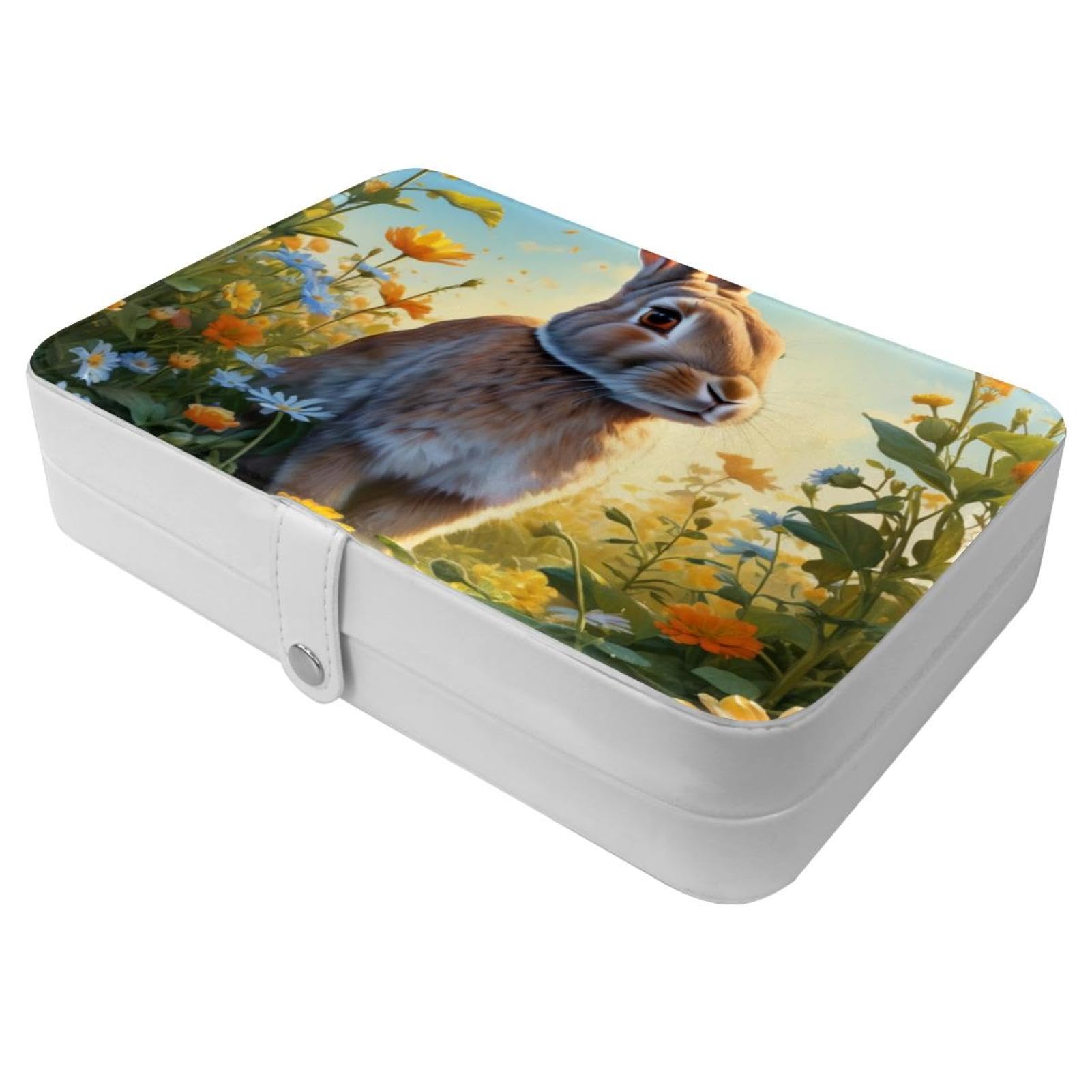Boîte à bijoux lapin et fleur : l'organisateur compact pour vos week-ends