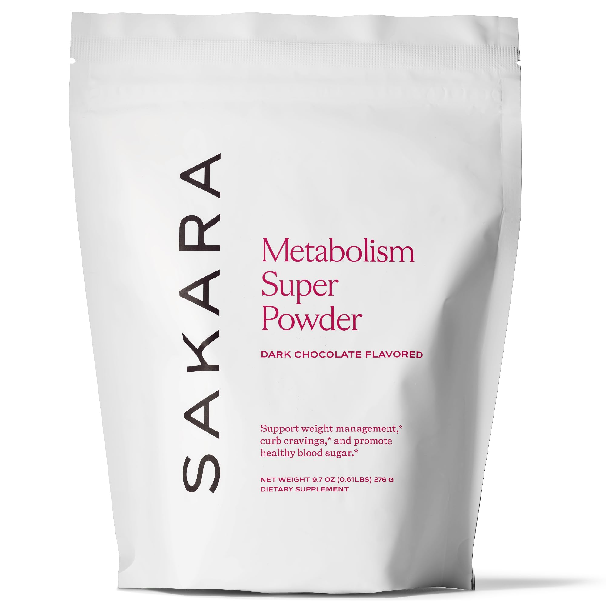 SAKARA Metabolism Super Powder - Natural Metabolism Booster for Gut Health, Bloating, Digestive Enzymes Supplements for Women, Appetite Control - Vegan, Non-GMO, Dark Chocolate Flavor - 24 Servings