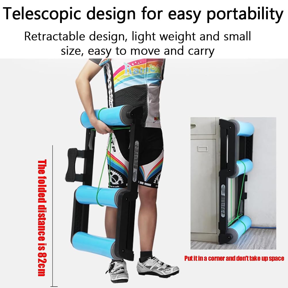 Rullo per Bici, Bicicletta da Interno Blu per Ciclismo, Rullo per Bici per Allenamento Professionale, rulli per Bici Pieghevoli, Attrezzi per Bici da casa per Il Fitness per MTB da 24"-29"