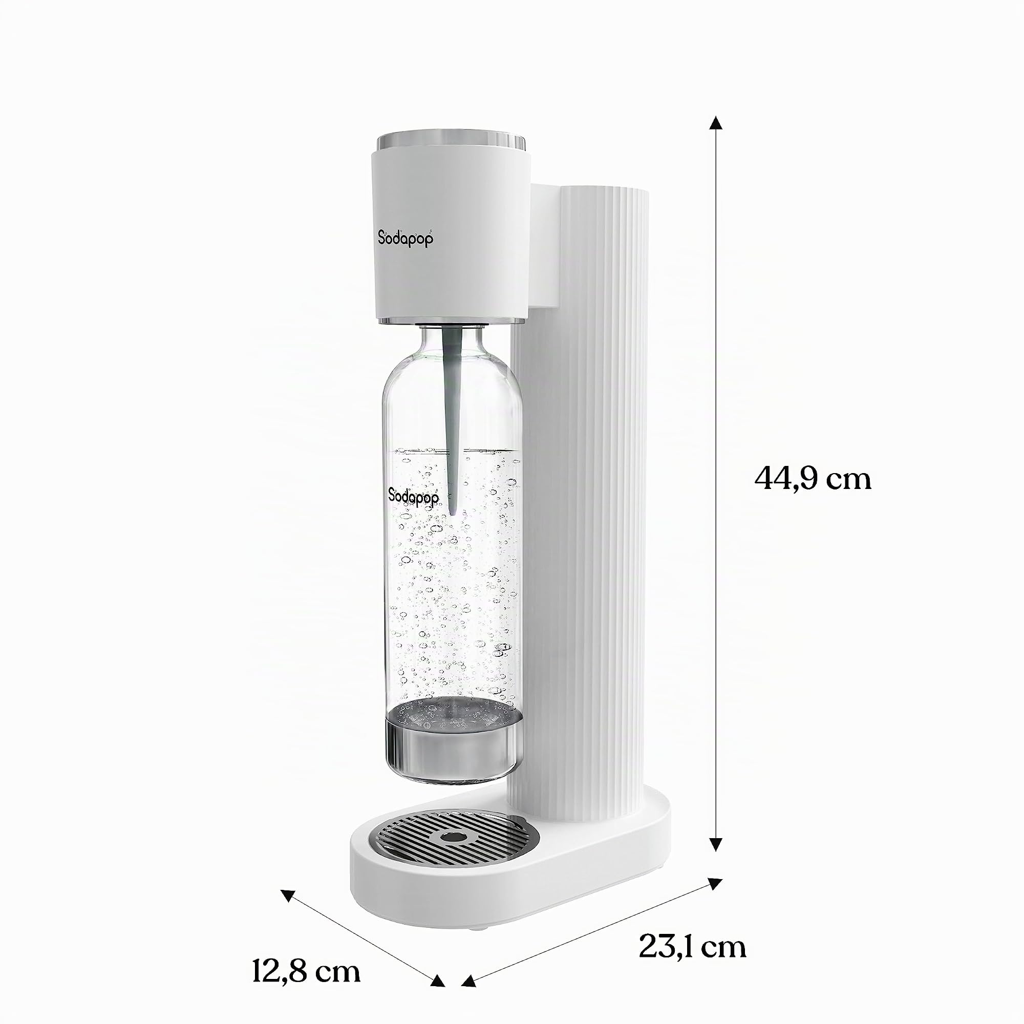Sodapop Aireador de agua Cooper blanco, incluye 1 botella de PET, elegante y ahorra espacio, altura 44,9 cm