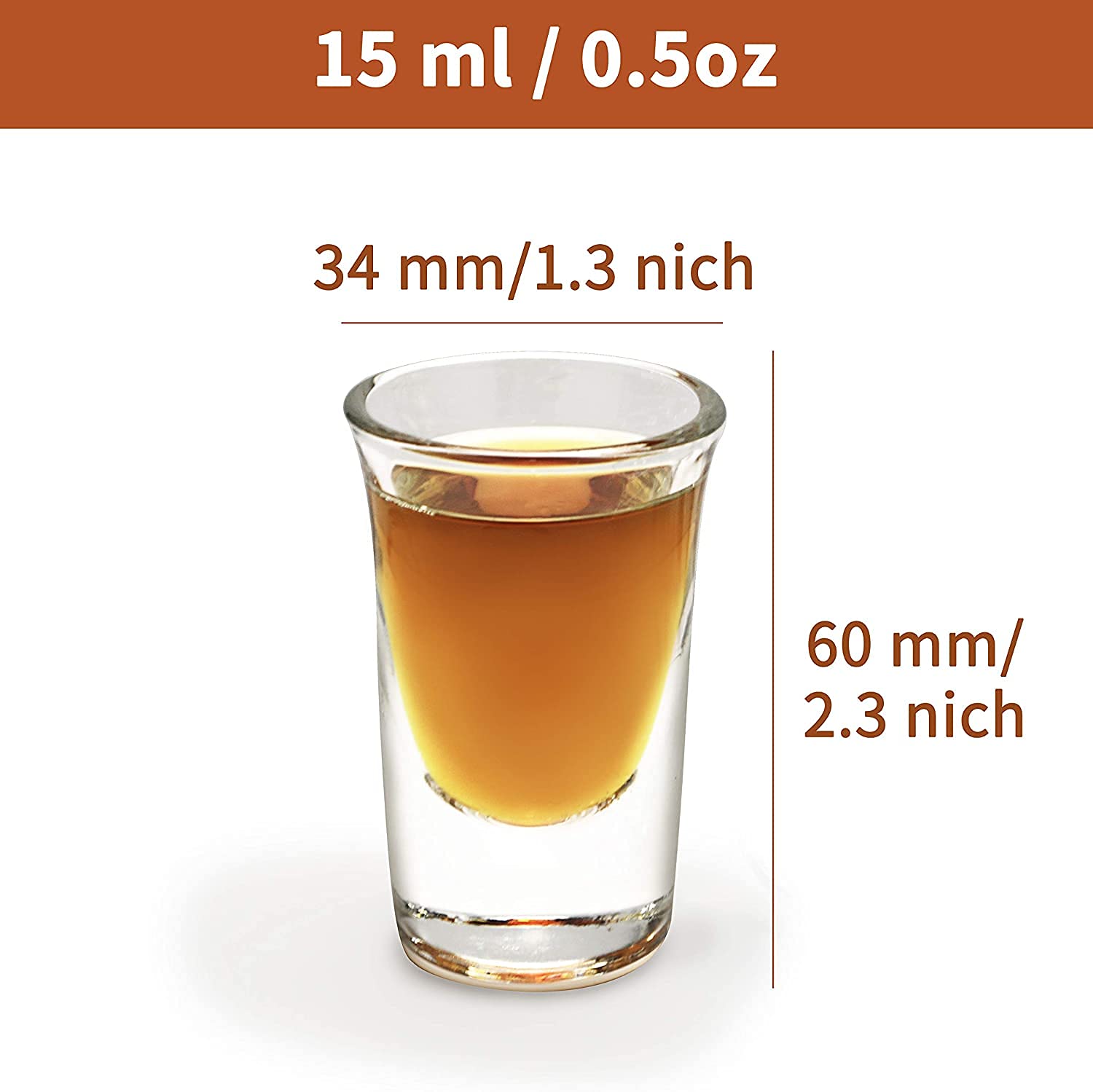 Lot de 48 mini verres à shot en vrac de 15 ml avec 2 plateaux, organiseurs, base épaisse, verres en verre transparent pour fête, club, bar, spiritueux