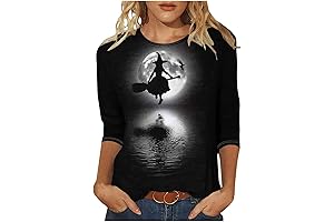 Halloween Shirts for Women, Trendy Black Firday 3/4 Sleeve Tunic Tops
