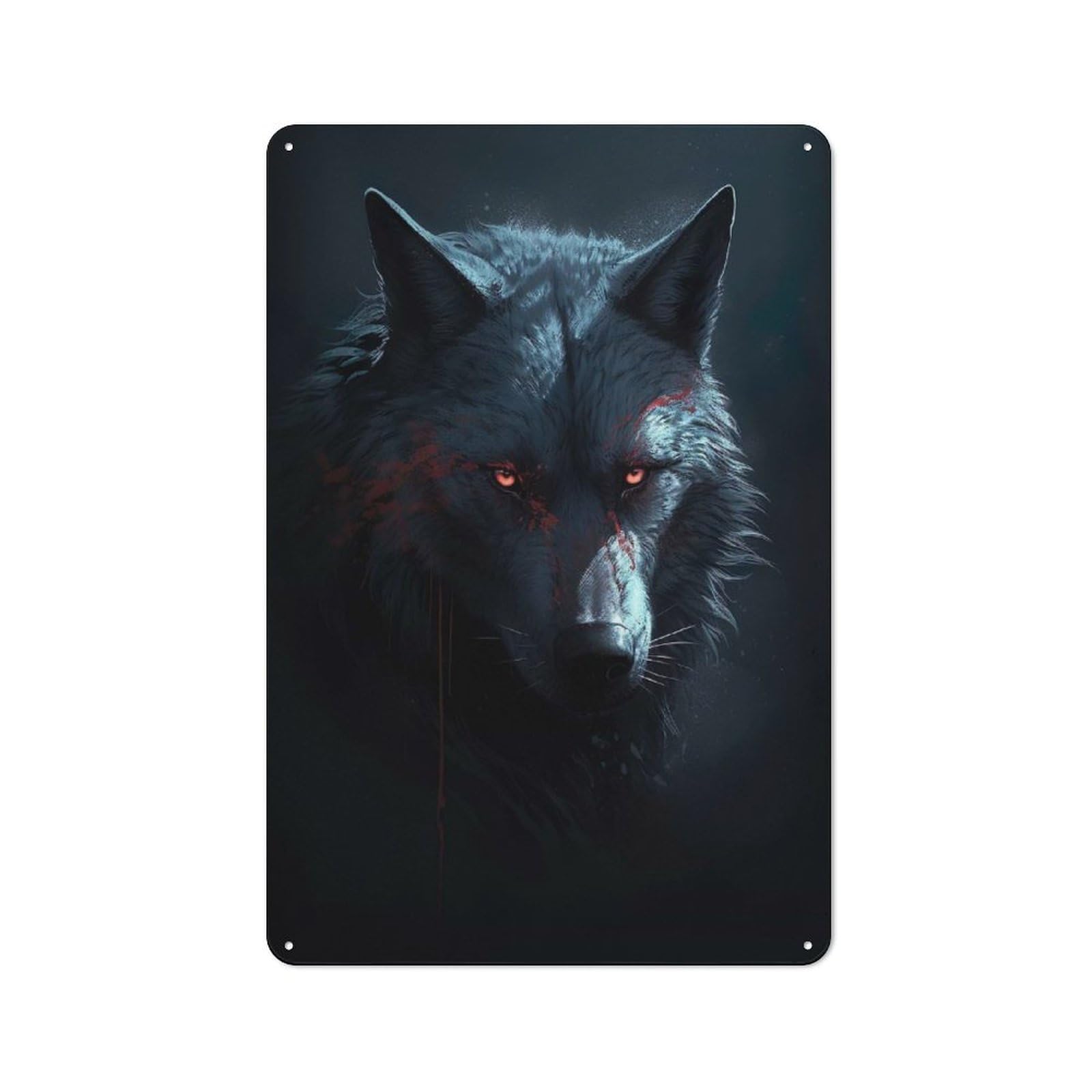 Junmoney Style-19 Tin Wall Plaque 30X20cm With Wolf Eye Art For Hobby Room Or Studio, For Home Interiors, Feature Walls And Decorative Displays