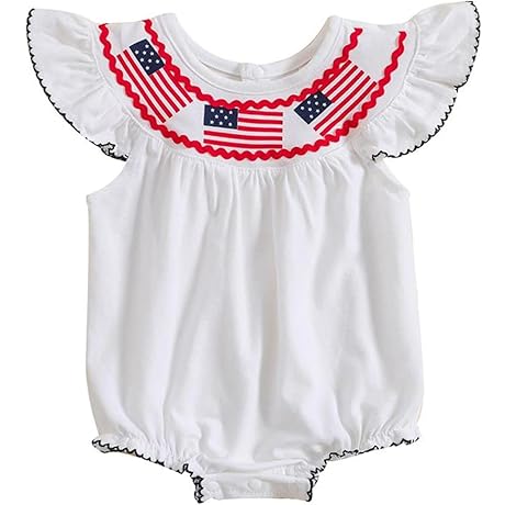 Adorable Baby Girl Smocked Bubble for a Patriotic 4th of July Celebration